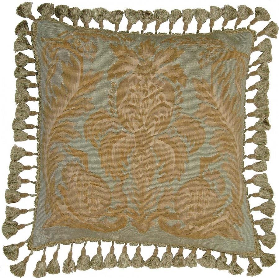 Provence Home Aubusson Velvet Throw Pillow 22x22 Hand-Dyed Design: Provence Home Aubusson Velvet Throw Pillow 22x22 Hand-Dyed Design Enhance your living space with this exquisite Aubusson style throw pillow, featuring a luxurious hand-dyed velvet finish in brown, cre