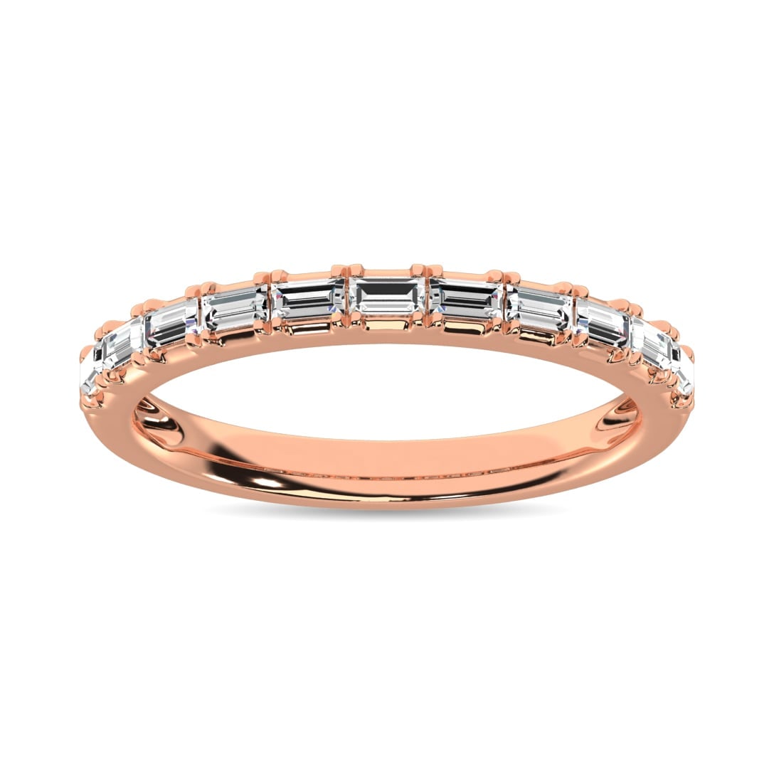 Diamond Anniversary Ring 1/50 Ct.tw in 14K Rose Gold: Diamond Anniversary Ring 1/50 Ct.tw in 14K Rose Gold 14k Rose Gold Stone Color: Gh Stone Clarity: Si2 Each ring is presented in standard size 6.5. Complimentary resizing is available between sizes 510