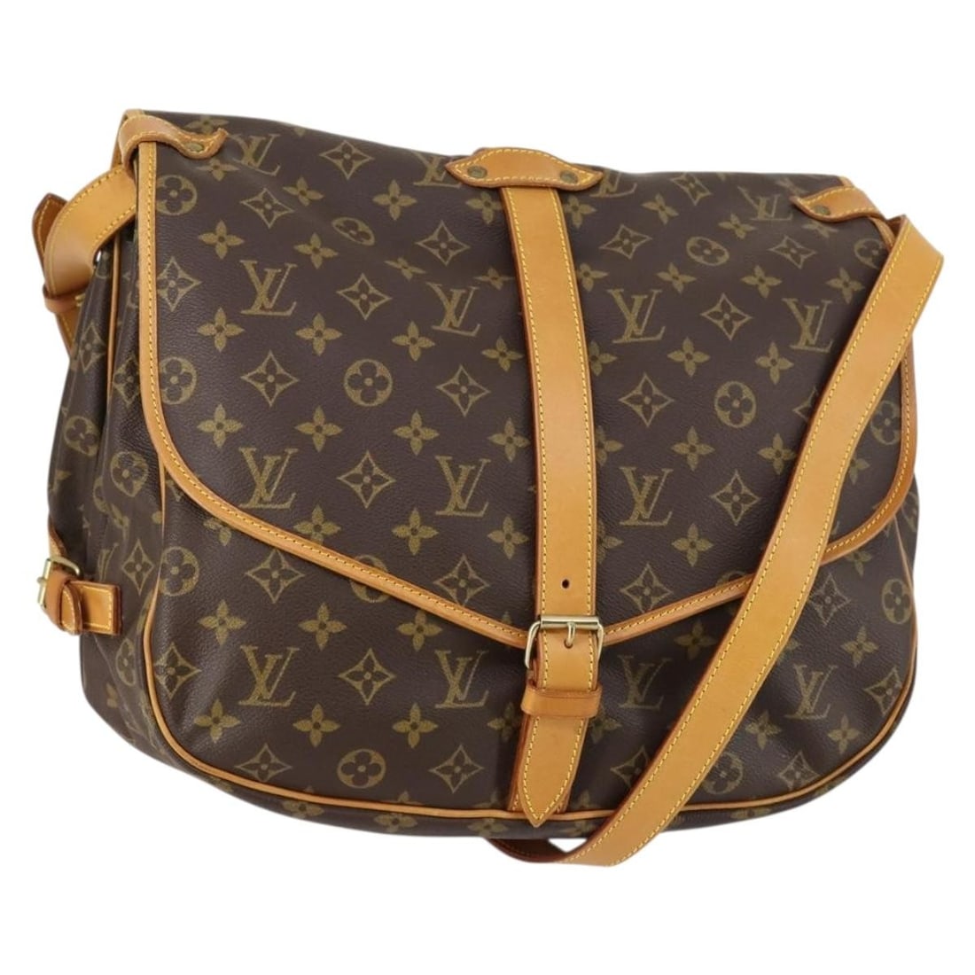 LOUIS VUITTON Monogram Saumur 35 Shoulder Bag M42254 Authenticated: LOUIS VUITTON Monogram Saumur 35 Shoulder Bag M42254 Authenticated Introducing the LOUIS VUITTON Monogram Saumur 35 Shoulder Bag, a classic and stylish accessory that showcases signature elegance. Cra