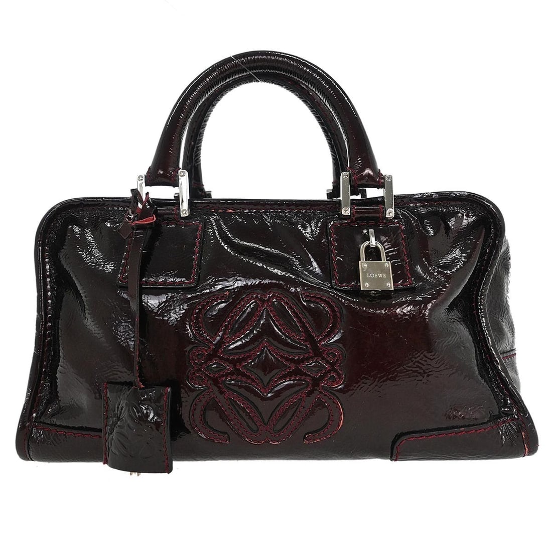 Loewe Amazona 28 Bordeaux Patent Leather Medium Top Handle Bag (1 of 10)