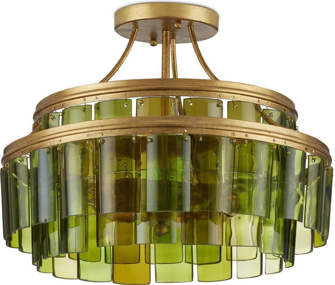 Currey Modern Elegance Vintner Green Semi-Flush Mount Light Fixture (1 of 7)