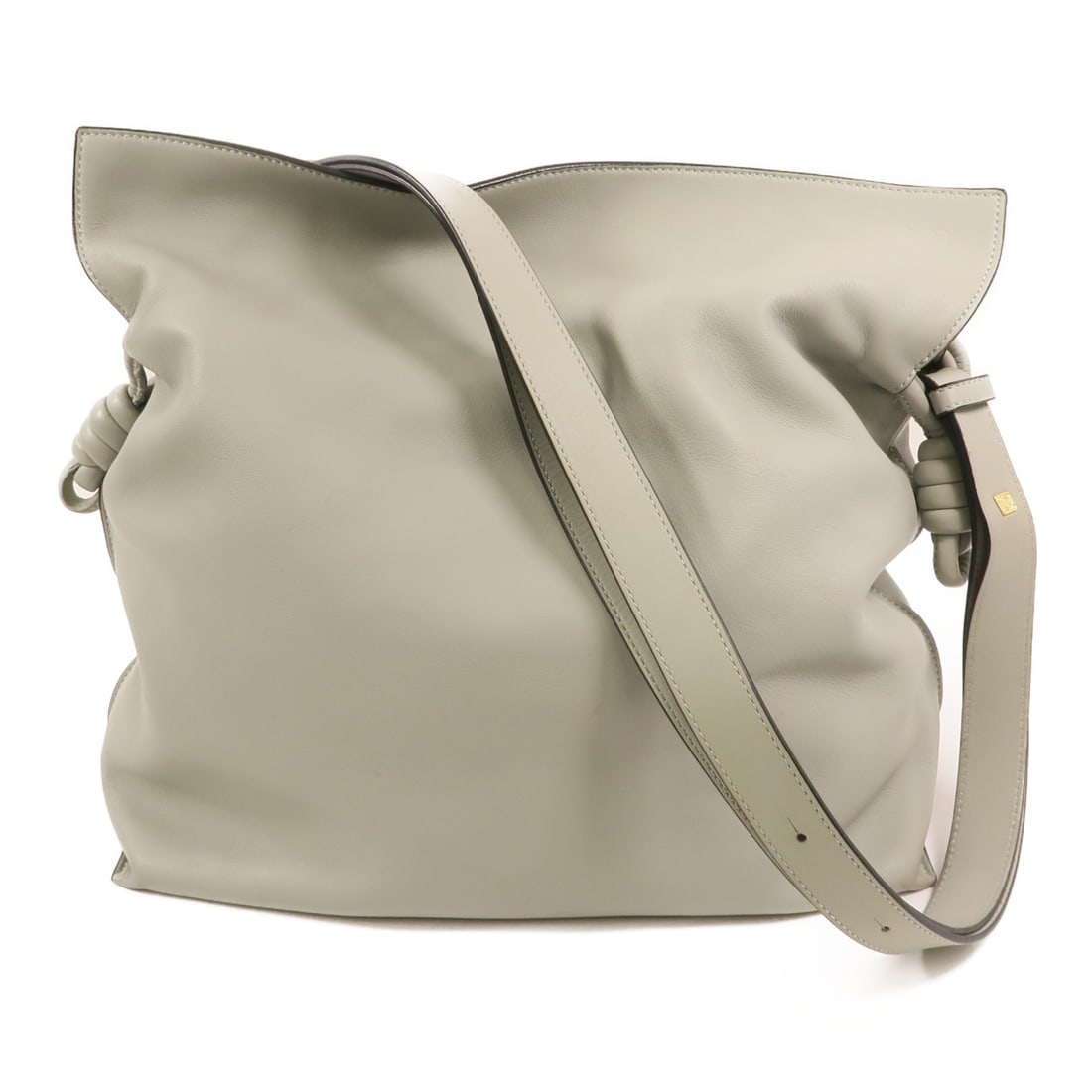 Medium Flamenco Shoulder Bag by Loewe in Blue Calfskin Leather with Gold Hardware: Medium Flamenco Shoulder Bag by Loewe in Blue Calfskin Leather with Gold Hardware This shoulder bag features blue calfskin leather with gold-tone hardware and is designed in the medium Flamenco style.