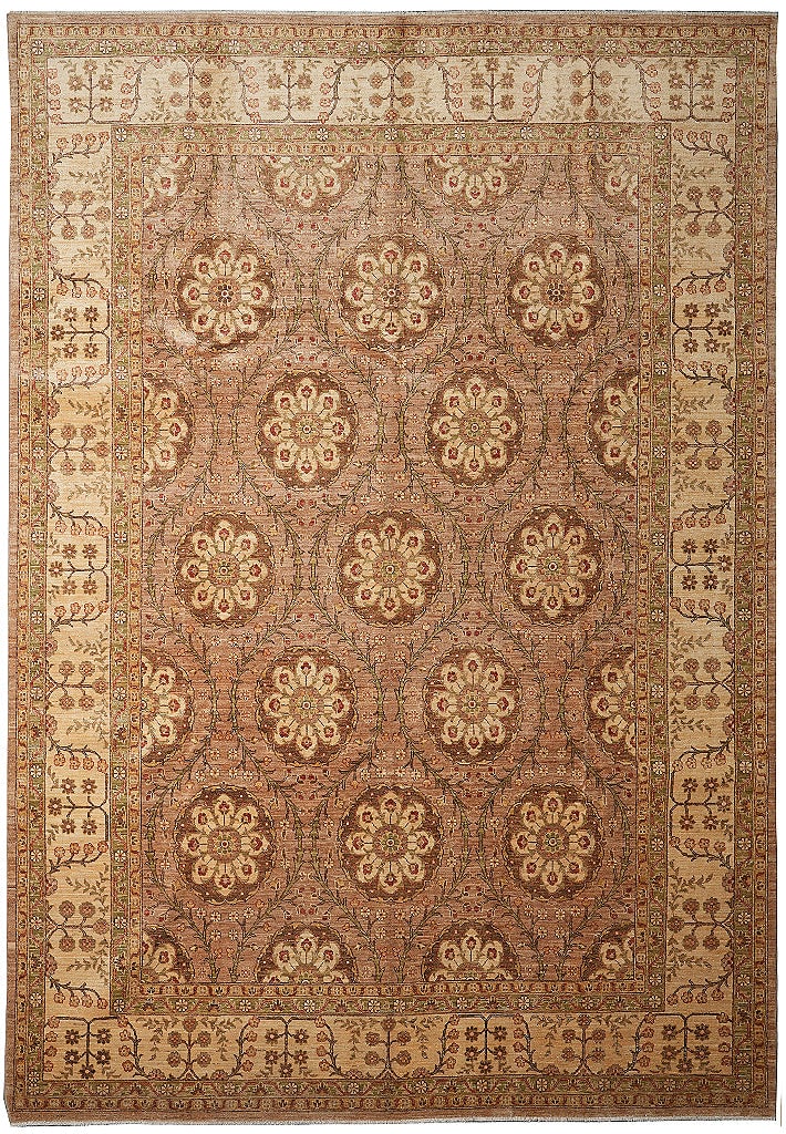 Great Ghazni Chobi Peshawar Rug 110 x 150 in Hand Knotted Wool Warm Colors (1 of 12)