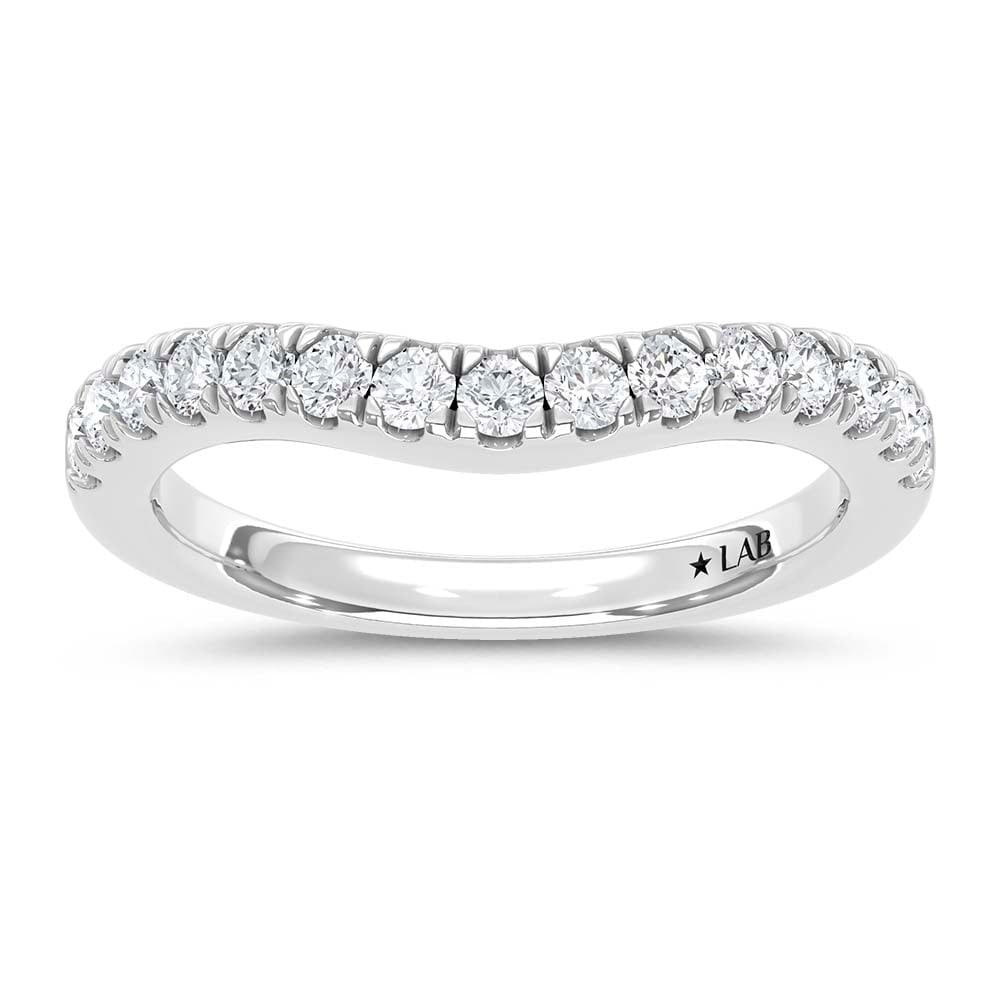 14K White Gold Lab Grown Diamond 1/2 Ct.Tw. Chevron Band: 14K White Gold Lab Grown Diamond 1/2 Ct.Tw. Chevron Band Add modern sparkle to your jewelry collection with this stylish chevron diamond band, crafted in luminous 14K white gold. Featuring 1/2 carat t