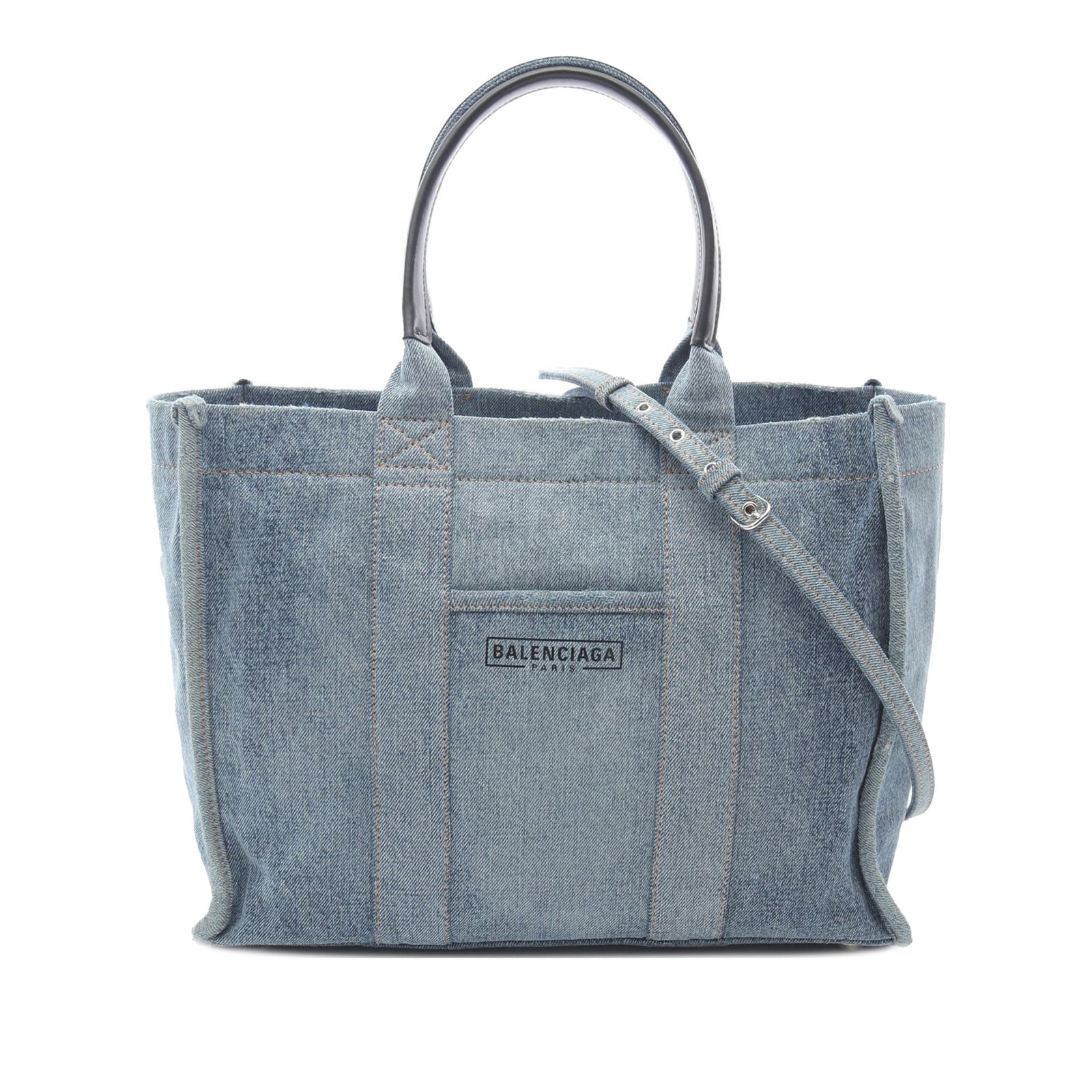 Balenciaga Medium Denim Hardware Tote Blue Fabric Italy (1 of 11)