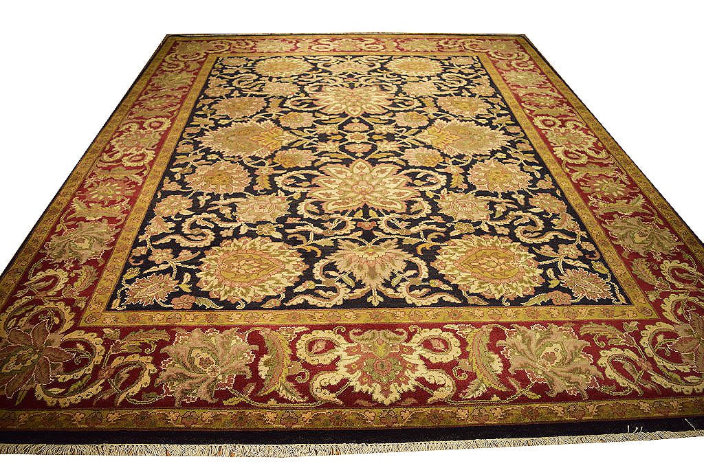 Handmade Jaipur Rug 8'2 x 10'2 Persian Design Black Burgundy (1 of 5)