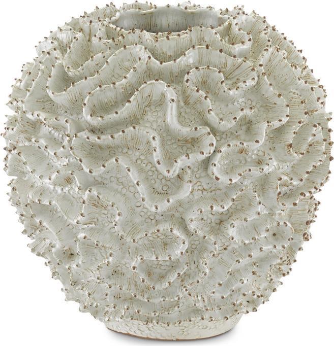 Currey Art Deco Small Swirl White Ceramic Vase Handmade (1 of 5)