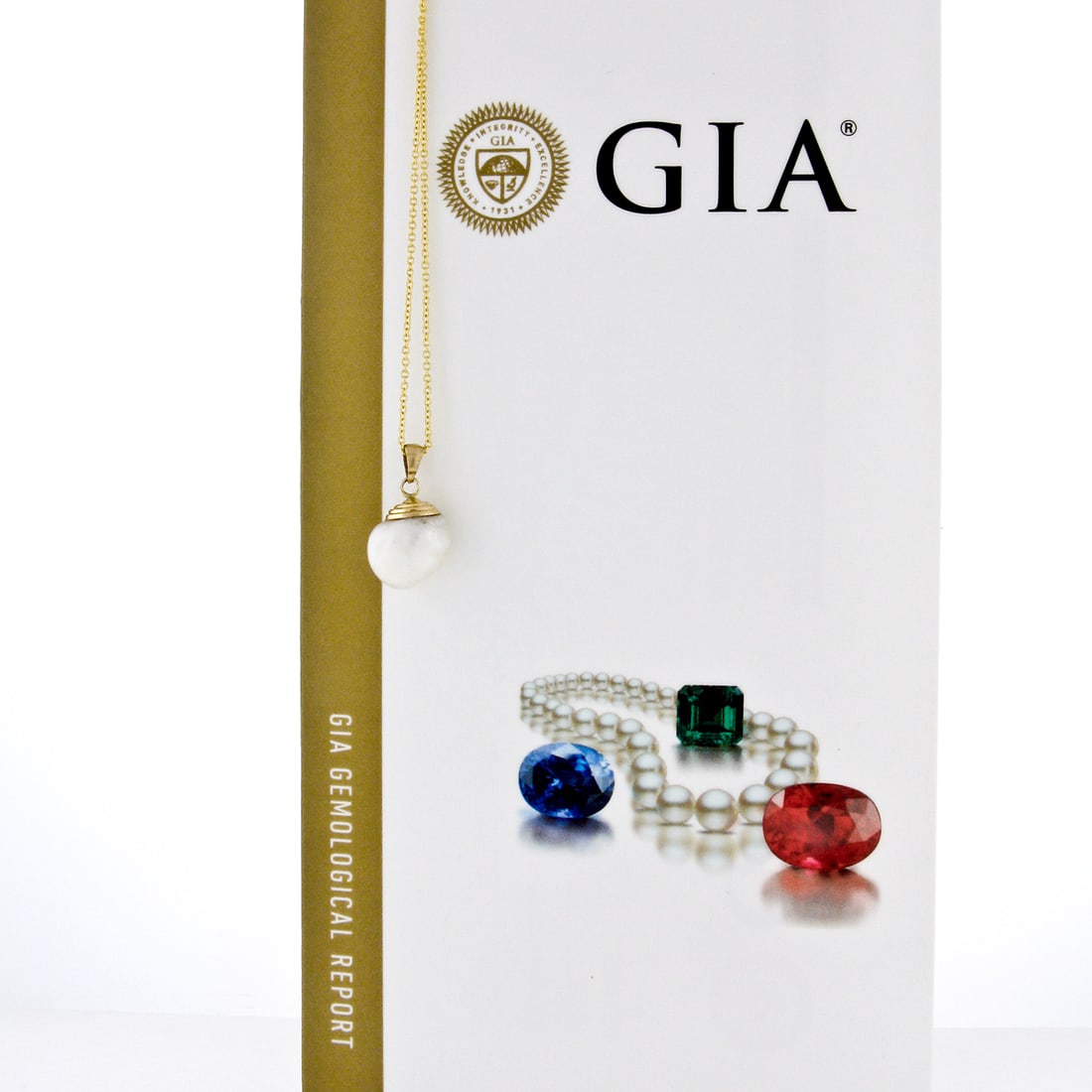 14K Yellow Gold GIA Certified Baroque Freshwater Pearl Pendant Necklace (1 of 8)