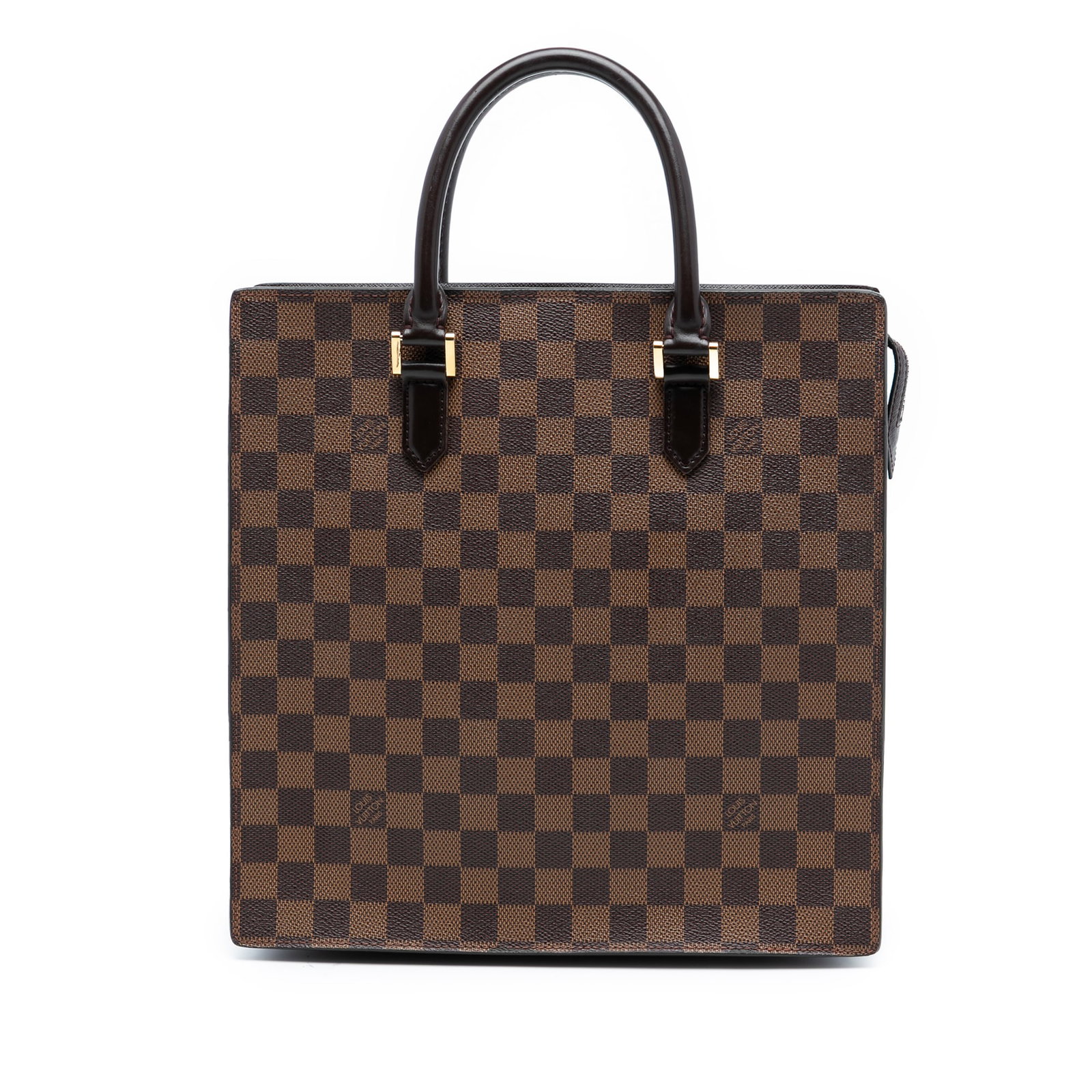 Louis Vuitton Venice Sac Plat Damier Ebene Canvas Handbag with Leather Trim: Louis Vuitton Venice Sac Plat Damier Ebene Canvas Handbag with Leather Trim The Louis Vuitton Damier Ebene Venice Sac Plat is crafted from signature Damier Ebene canvas with leather trim and features