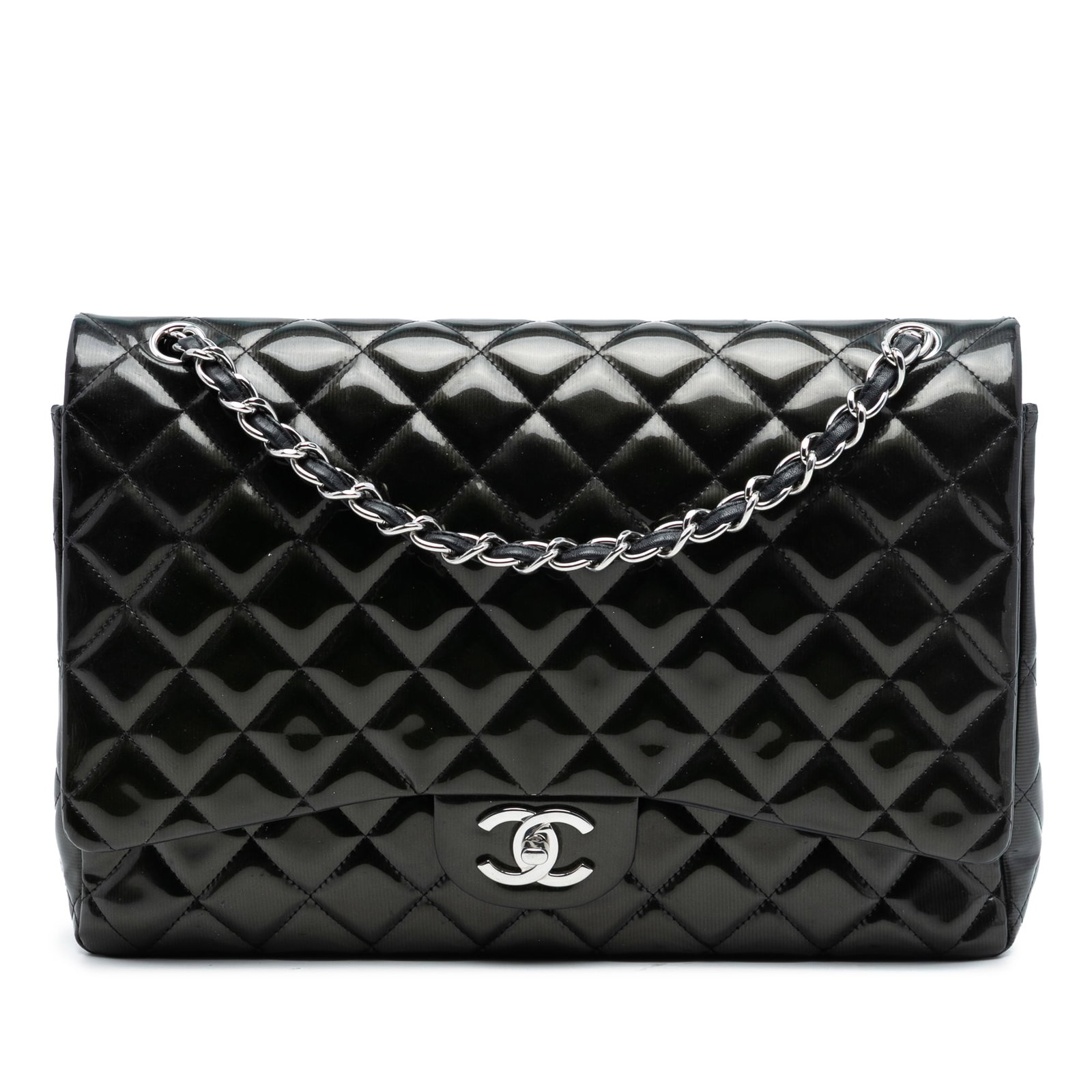 Black Patent Leather Maxi Classic Double Flap Bag by Chanel (1 of 7)