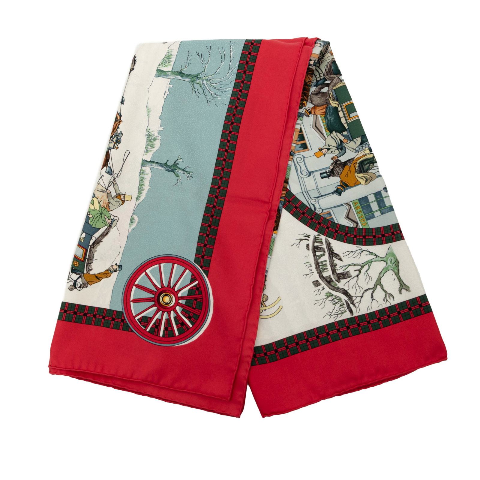Hermes L'Hiver en Poste Red Silk Scarf 90cm France: Hermes L'Hiver en Poste Red Silk Scarf 90cm France This Hermes L'Hiver En Poste scarf showcases an elegant print on 100% silk in a striking red color. Crafted in France, this accessory is designed for