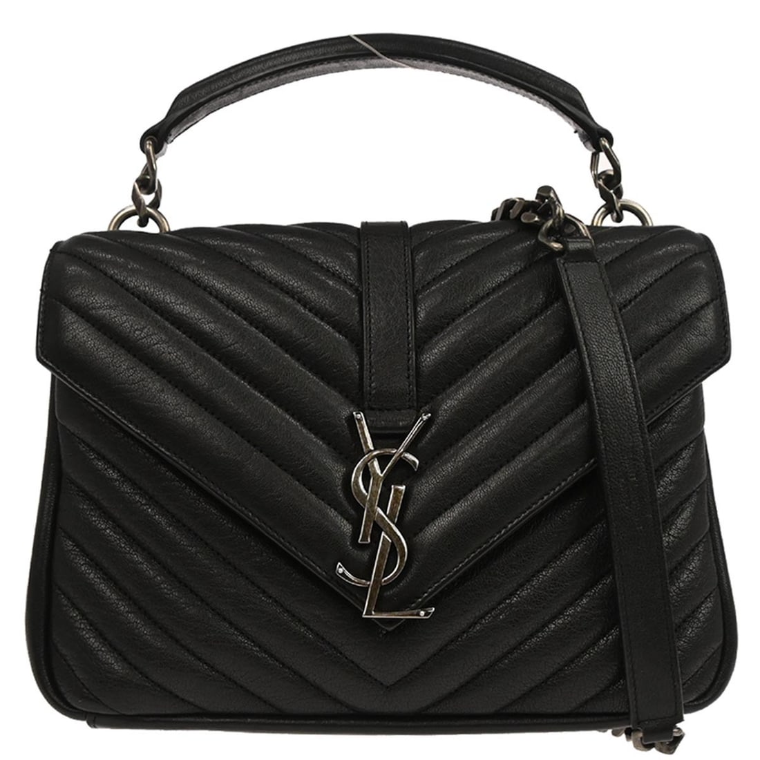 Saint Laurent College Medium Black Leather Shoulder and Top Handle Bag (1 of 10)