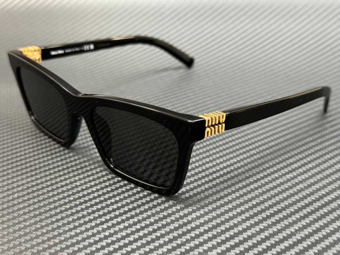 Miu Miu MU A05S 16K08Z Black Grey Sunglasses with Authenticity Certificate: Miu Miu MU A05S 16K08Z Black Grey Sunglasses with Authenticity Certificate Elevate your style with these Miu Miu MU A05S 16K08Z sunglasses. Featuring a sleek black frame and chic grey lenses, these su