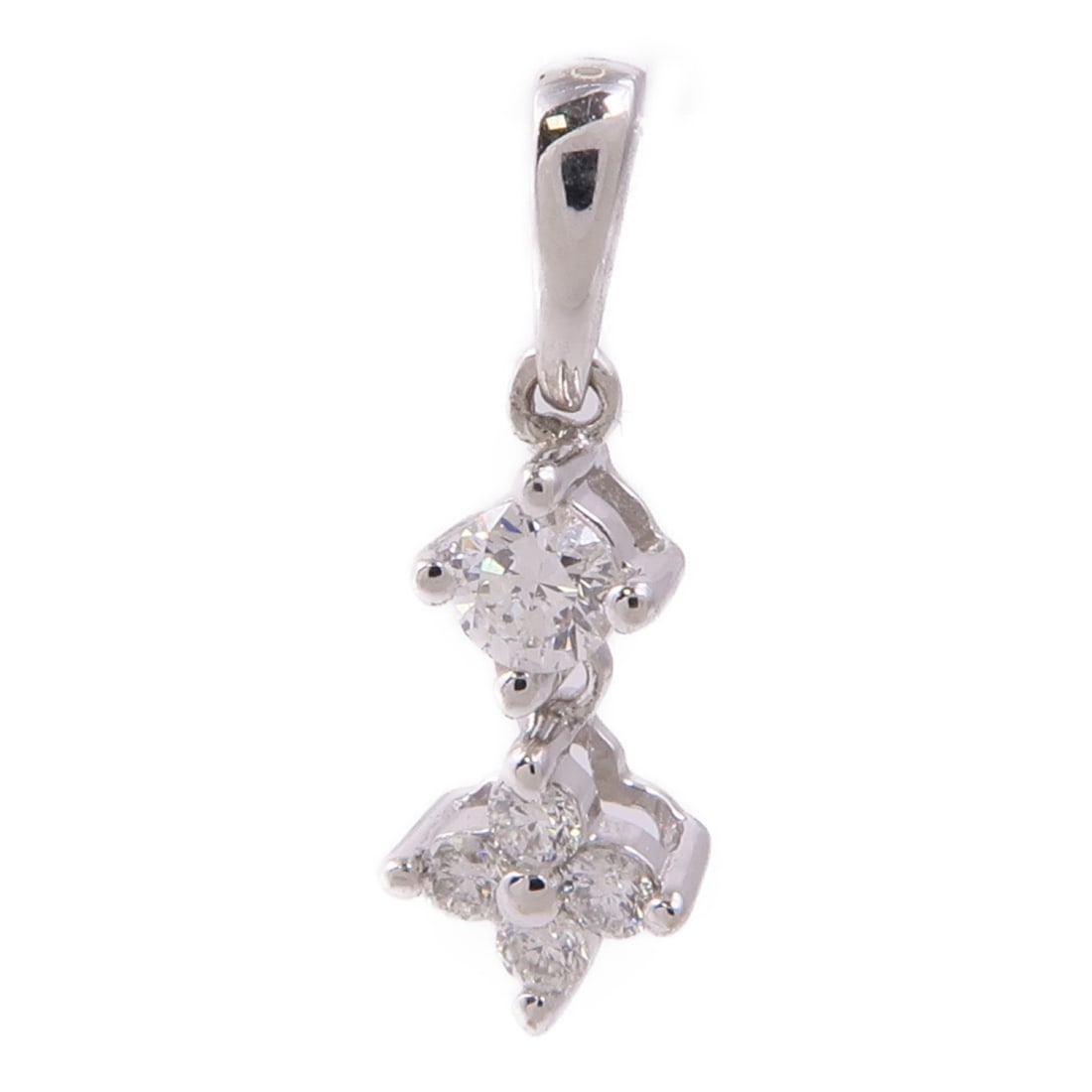JEWELRY 18K White Gold Diamond Pendant Top Silver Color (1 of 7)