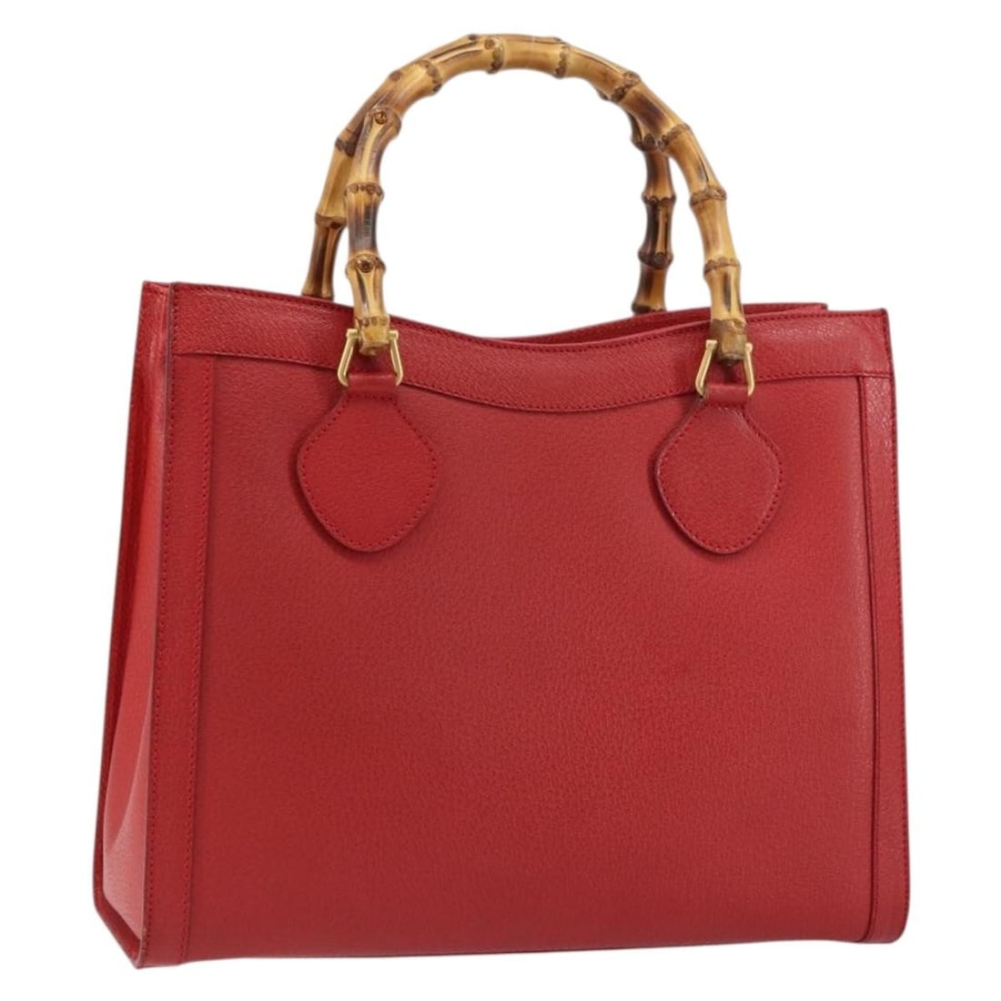Red Leather Gucci Bamboo Handle Handbag Model 002 2865 0260 Italy: Red Leather Gucci Bamboo Handle Handbag Model 002 2865 0260 Italy This GUCCI Bamboo handbag features a red leather exterior with gold-tone accents and bamboo handles. Crafted in Italy, it measures app