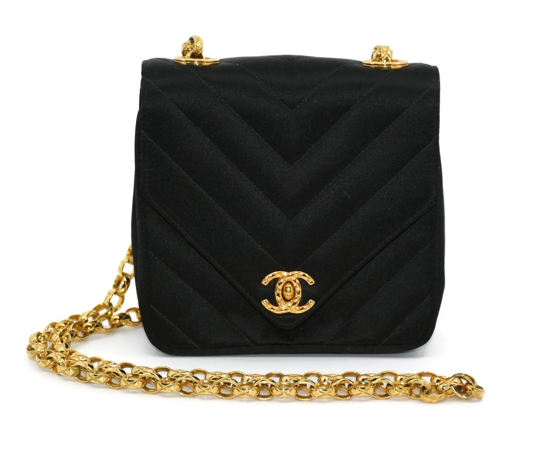 Chanel Black Velvet Shoulder Bag with Dust Bag and Box (1 of 5)