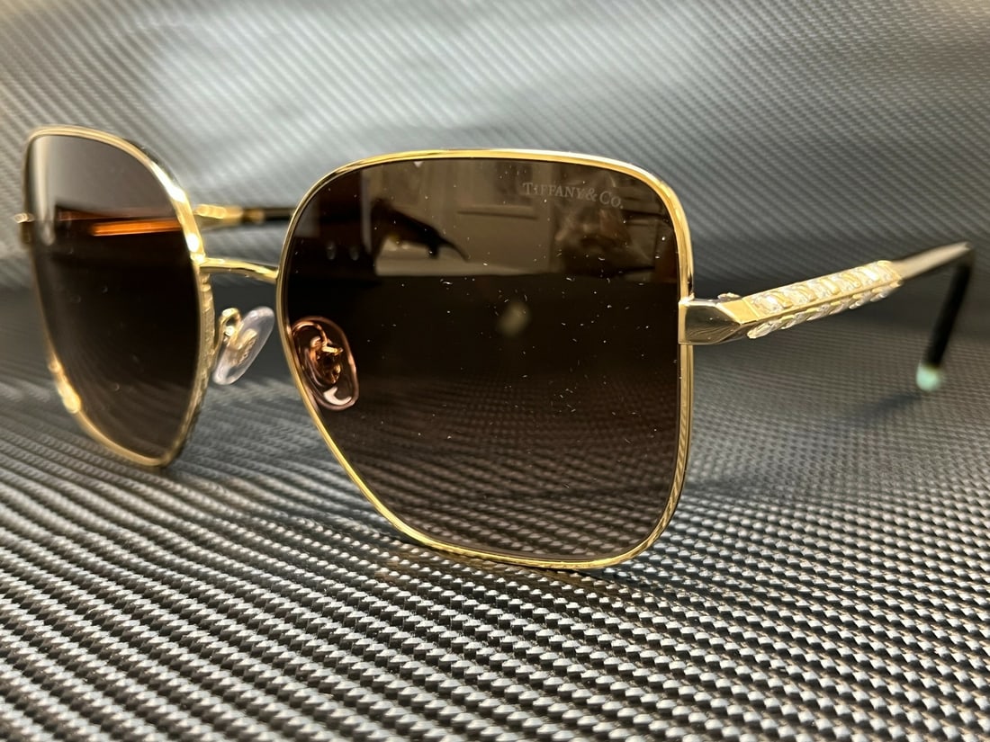 Tiffany & Co. TF3078B 60213B Pale Gold Square Sunglasses with Brown Gradient Lenses (1 of 4)