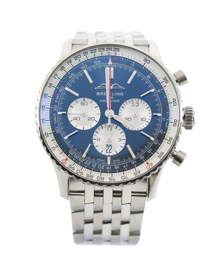 Navitimer Blue Dial 46mm Automatic Chronograph Stainless Steel Wristwatch AB0137 (1 of 6)