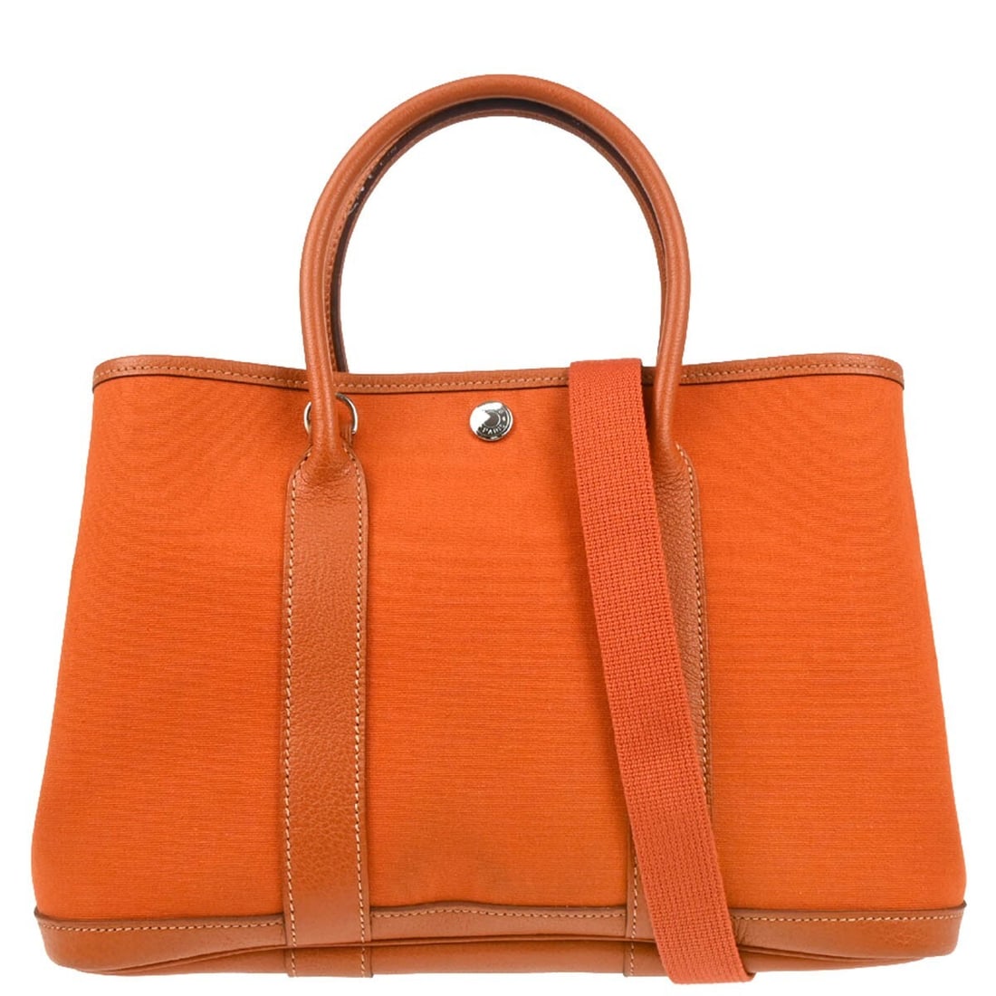 Hermes Garden Party Orange Canvas and Leather Tote Bag 31cm (1 of 10)