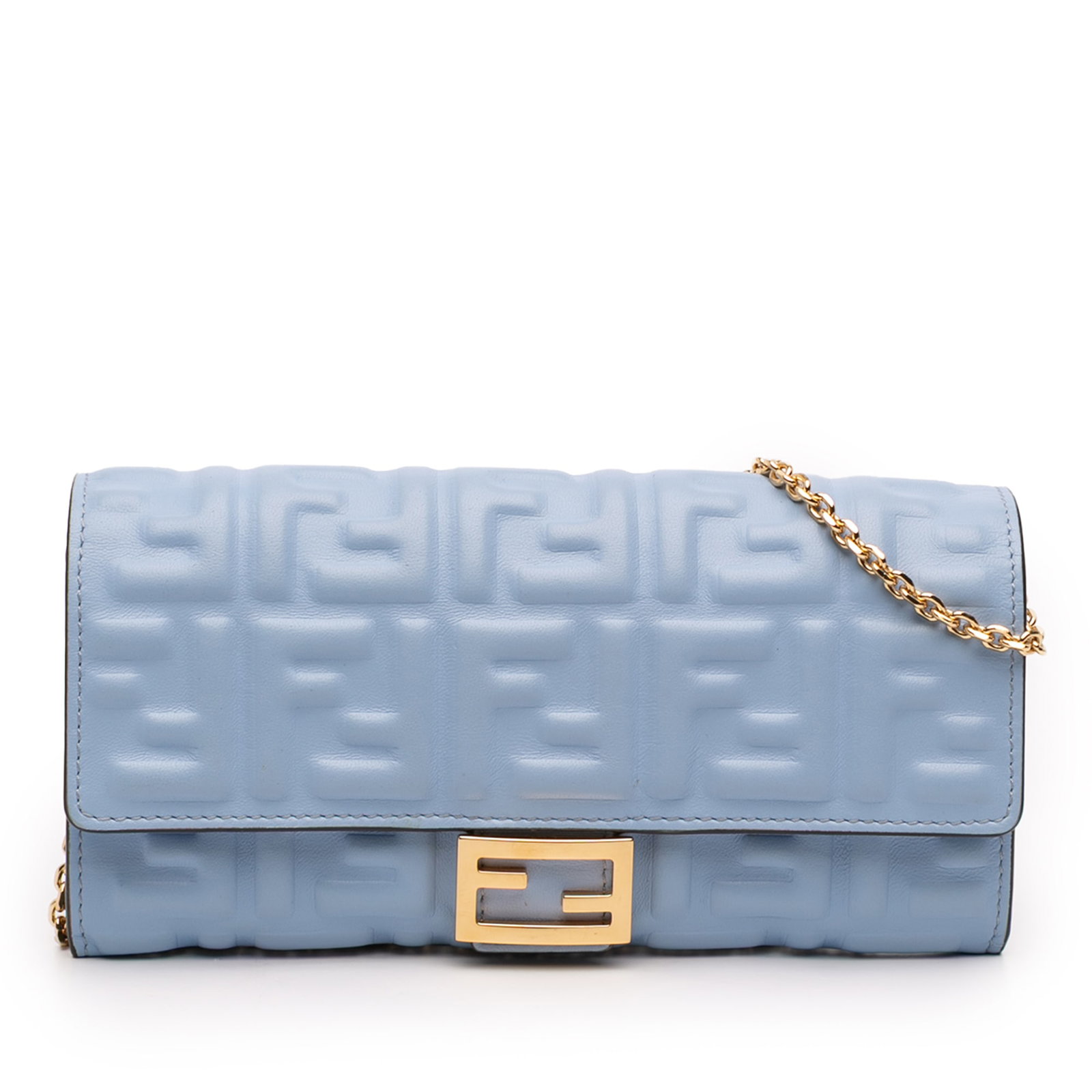 Fendi Blue Leather Wallet on Chain with Embossed Zucca Pattern (1 of 11)