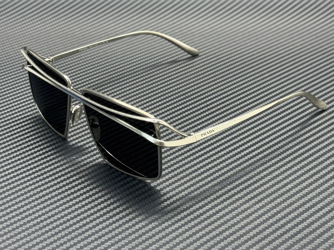 Men's Prada PR C55S Silver Frame 58mm Dark Grey Lens Sunglasses with Case (1 of 4)