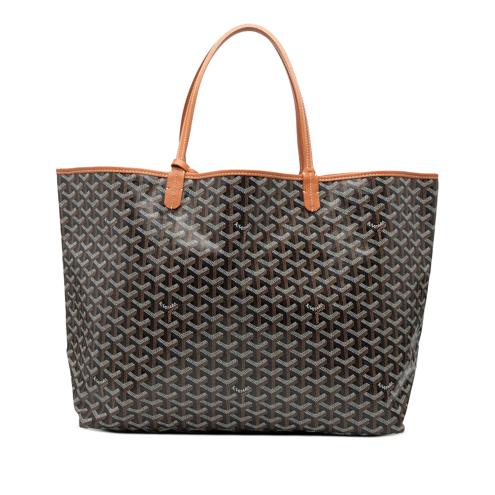 Goyard Saint Louis GM Black Tote with Detachable Pouch: Goyard Saint Louis GM Black Tote with Detachable Pouch The Saint Louis GM features a coated canvas exterior with flat leather handles and an open top. It includes a detachable flap pouch for added con