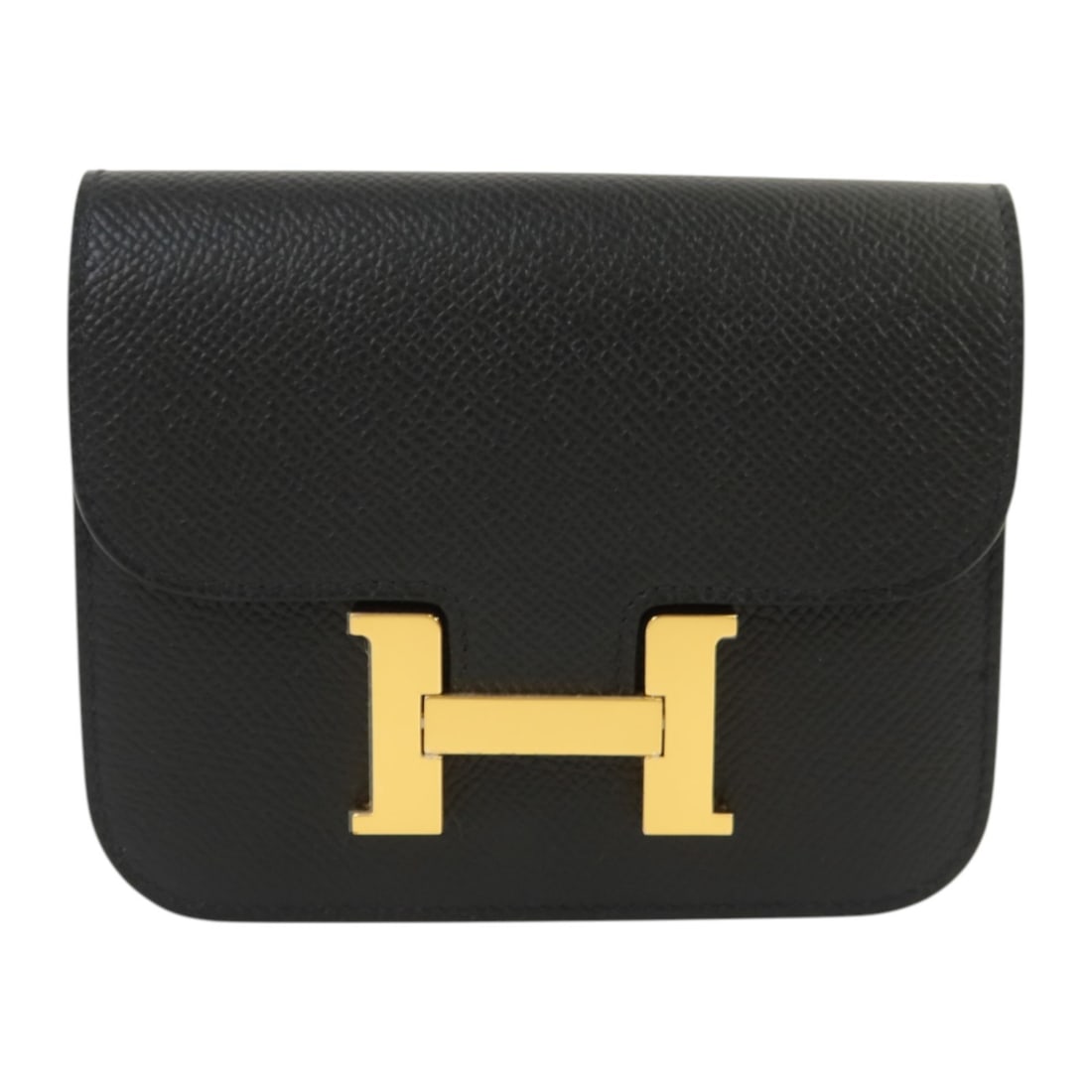Hermes Constance Slim Black Epsom Leather Bifold Wallet Gold Hardware (1 of 18)