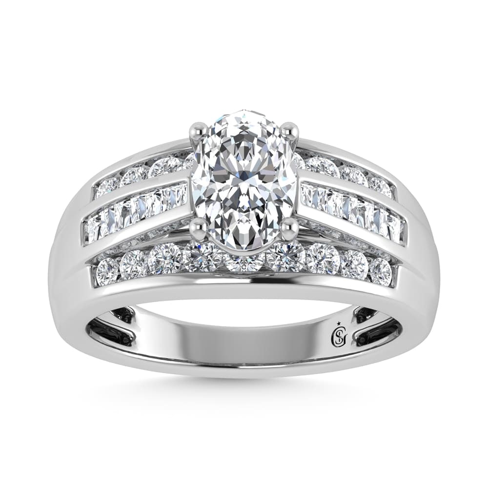10K White Gold Lab Grown Diamond 1 3/4 ct.Tw. Oval Shape Engagement Ring (IGI Certified Center 1ct) (1 of 4)