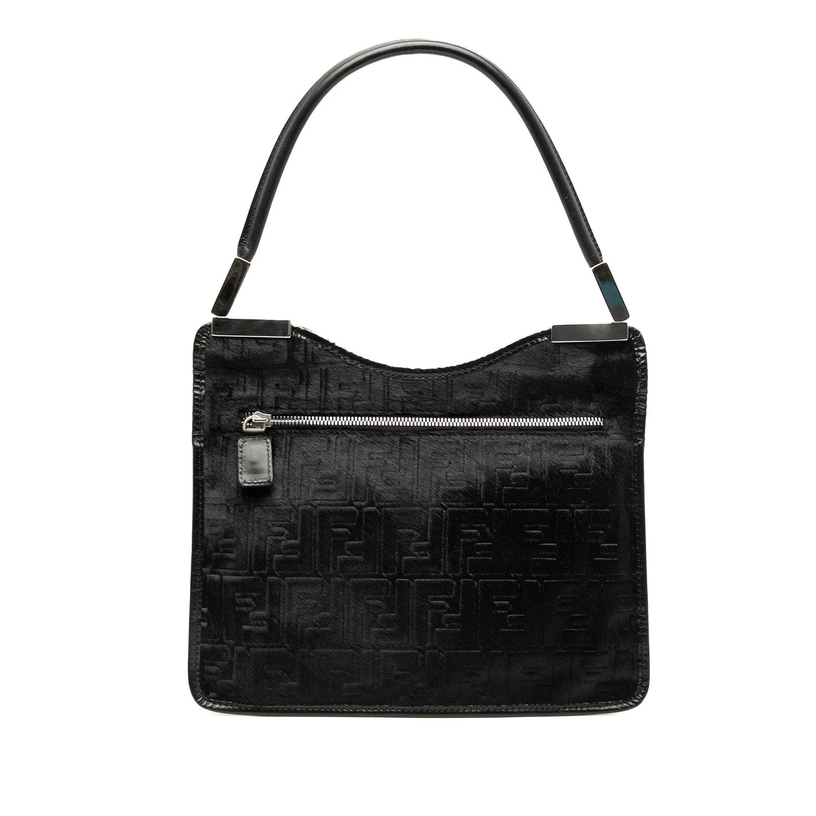 Fendi Zucca Black Pony Hair Shoulder Bag Italy (1 of 6)
