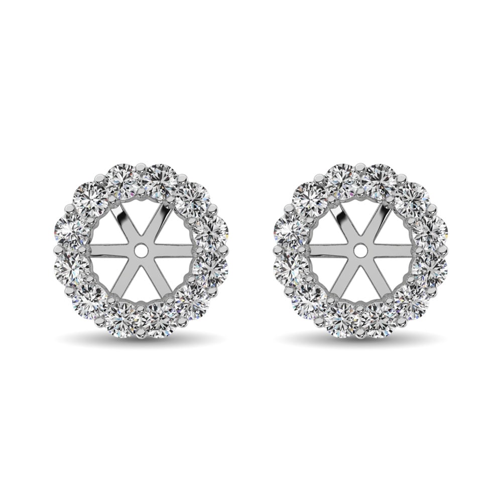 14K White Gold Diamond 1/2 Ct.Tw. Earrings Jacket: 14K White Gold Diamond 1/2 Ct.Tw. Earrings Jacket These stunning earrings are available in 14K White Gold. There are 14 round diamonds with a total carat weight of 1/2 Ct.Tw. set in a Prong setting. 1