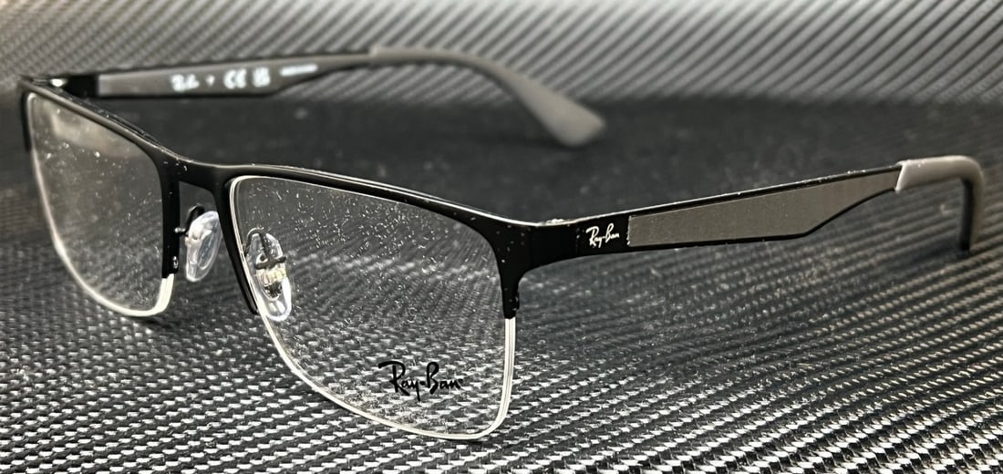 Ray-Ban RX6335 2503 Black Rectangle Eyeglasses Unisex with Case: Ray-Ban RX6335 2503 Black Rectangle Eyeglasses Unisex with Case Elevate your eyewear collection with these stylish Ray-Ban RX6335 2503 black rectangle eyeglasses. Designed for both men and women, thes