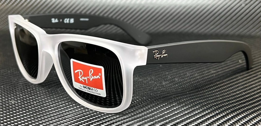 Ray-Ban RB4165 Justin Transparent Rubber Sunglasses Dark Grey Lenses 50mm (1 of 5)