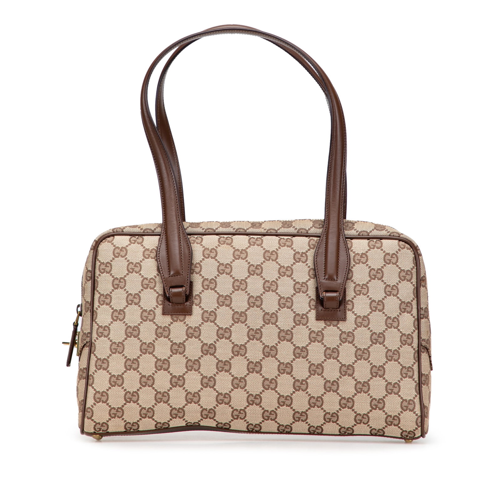 Gucci GG Canvas Shoulder Bag Brown Fabric Italy: Gucci GG Canvas Shoulder Bag Brown Fabric Italy This Gucci GG Canvas Shoulder Bag is a stylish accessory crafted from durable canvas with elegant leather trim. It features a practical flat leather str