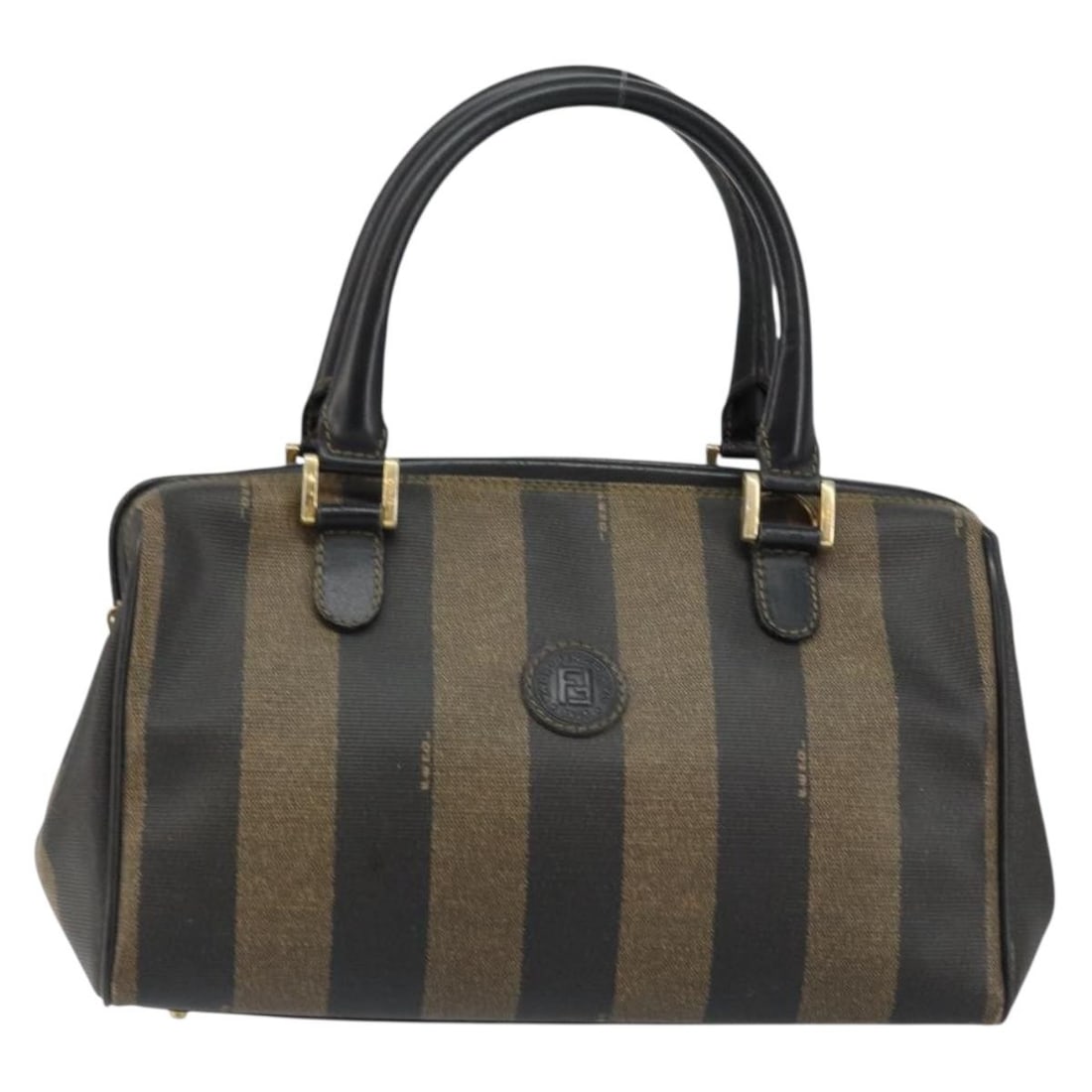 Vintage Fendi Pequin Canvas Boston Bag Black 28cm: Vintage Fendi Pequin Canvas Boston Bag Black 28cm This vintage Fendi Pequin Boston Bag is crafted from coated canvas in black, designed for women. It features a compact silhouette suitable for everyda