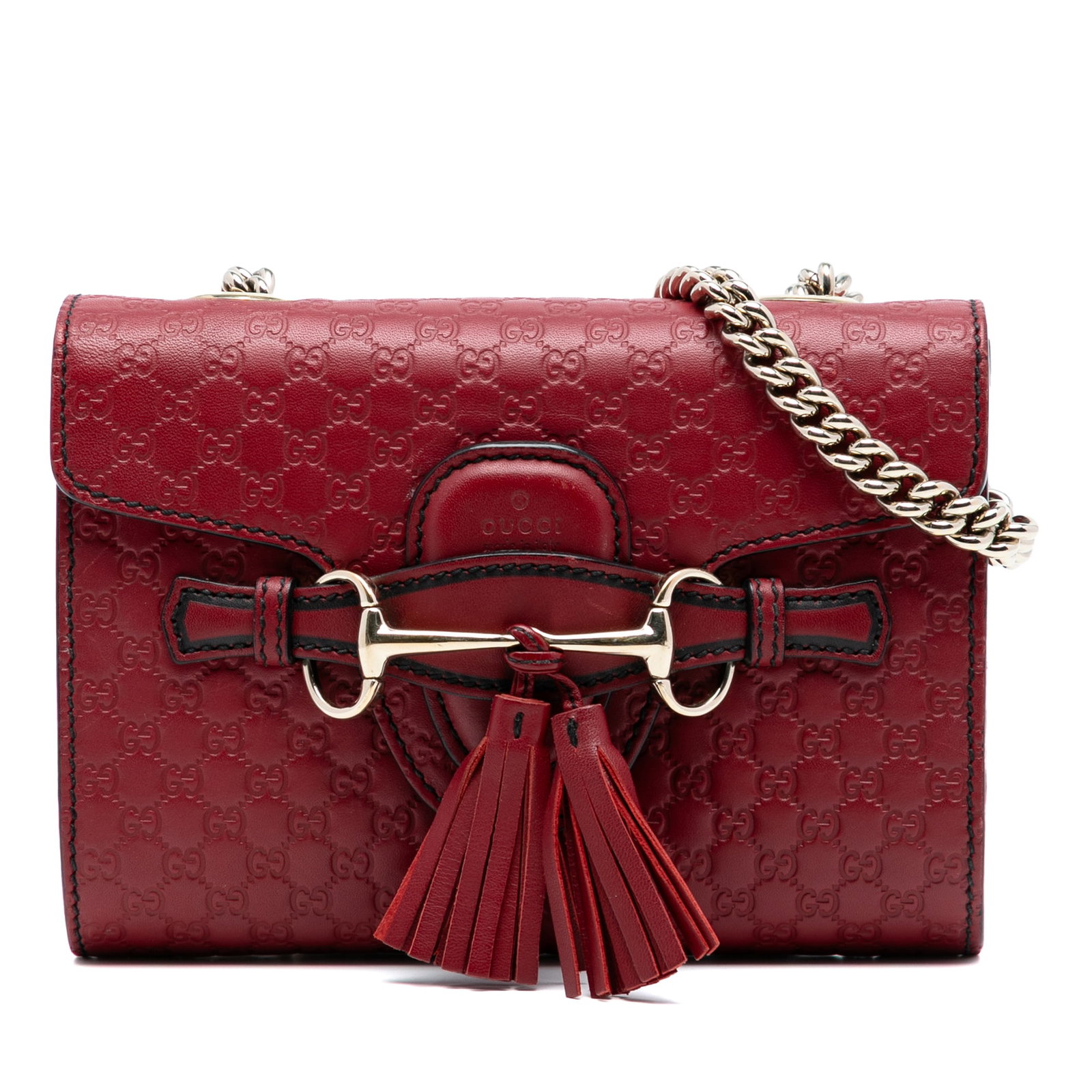 Red Gucci Mini Emily Microguccissima Leather Crossbody Bag with Chain Strap (1 of 7)