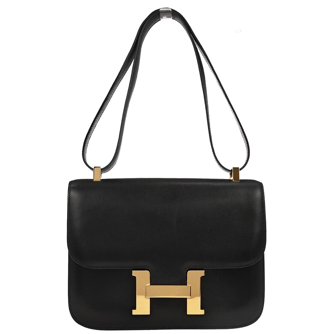 Black Leather Hermes Constance Shoulder Bag 23cm France: Black Leather Hermes Constance Shoulder Bag 23cm France The Hermes Constance Bag is crafted from black leather and features a structured silhouette designed for women. This piece is made in France and