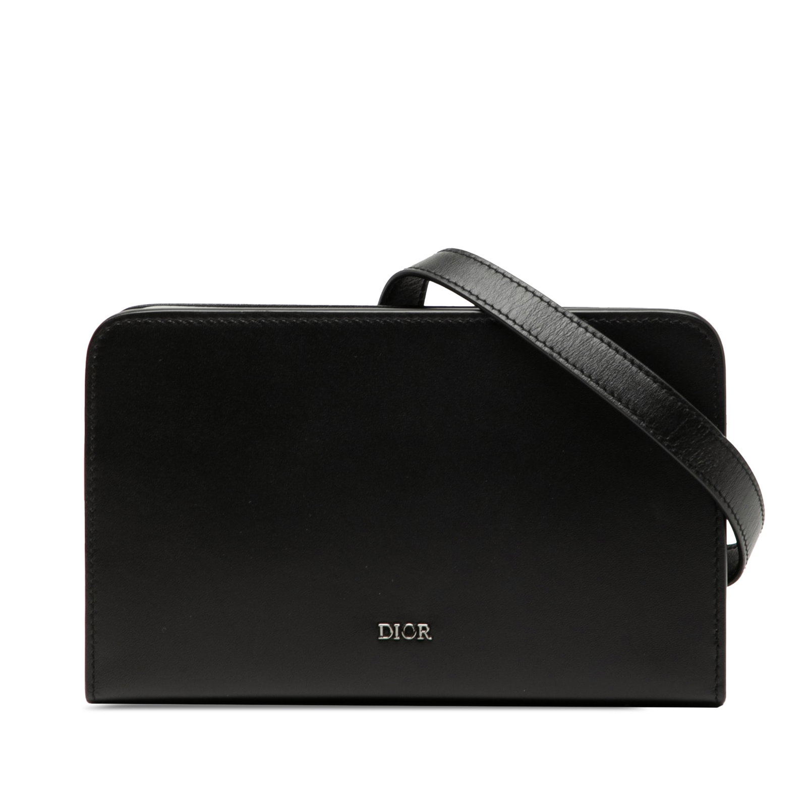 Dior Ultra Pouch Black Leather Messenger Crossbody Bag: Dior Ultra Pouch Black Leather Messenger Crossbody Bag This Dior Leather Dial Ultra Pouch Messenger Bag features a black leather body with an adjustable and detachable flat leather strap and a top mag