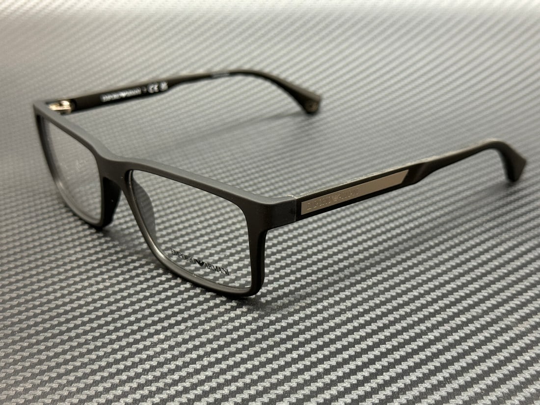 Emporio Armani EA3038 5063 Rubber Black Rectangle Eyeglasses with Authenticity Certificate (1 of 5)