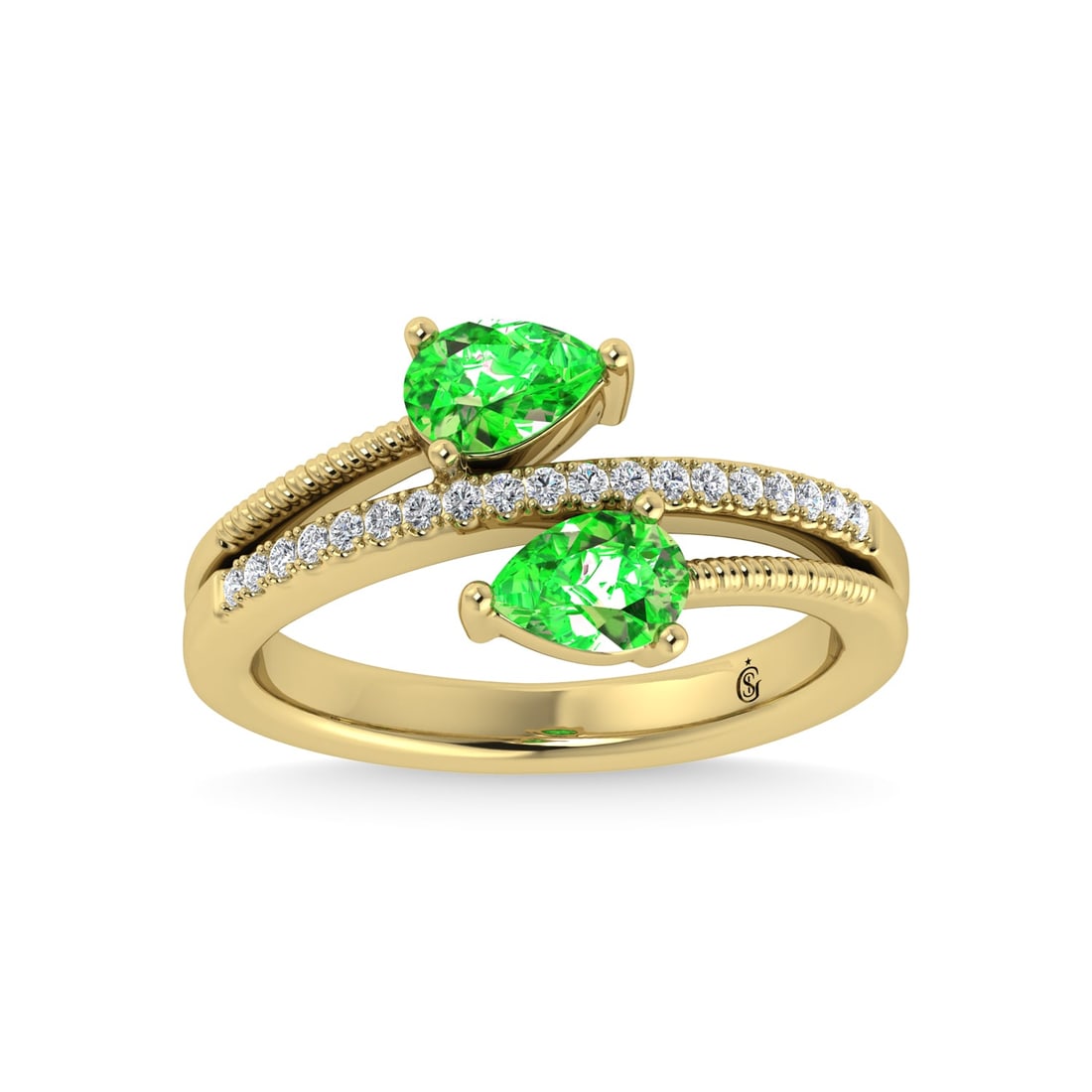 14K Yellow Gold Diamond and Tsavorite 1 Ct.Tw. Stackable Band: 14K Yellow Gold Diamond and Tsavorite 1 Ct.Tw. Stackable Band 14k Yellow Gold Stone Color: G-h Stone Clarity: I1-i2 Each ring is presented in standard size 6.5. Complimentary resizing is available bet