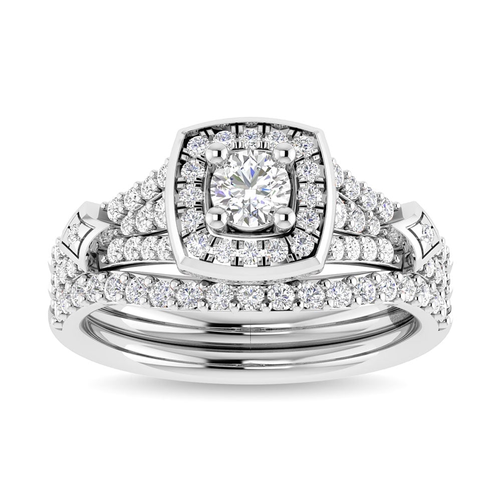 Diamond 3/4 Ct.Tw. Round Cut Engagement Ring in 14K White Gold: Diamond 3/4 Ct.Tw. Round Cut Engagement Ring in 14K White Gold Diamond 3/4 Ct.Tw. Round Cut Engagement Ring in 14K White Gold 14k White Gold Stone Color: G-h Stone Clarity: I1 Each ring is presented i