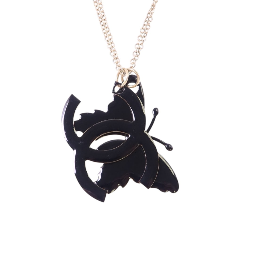 Chanel Black and White Enamel CC Pendant Necklace Gold Tone (1 of 10)