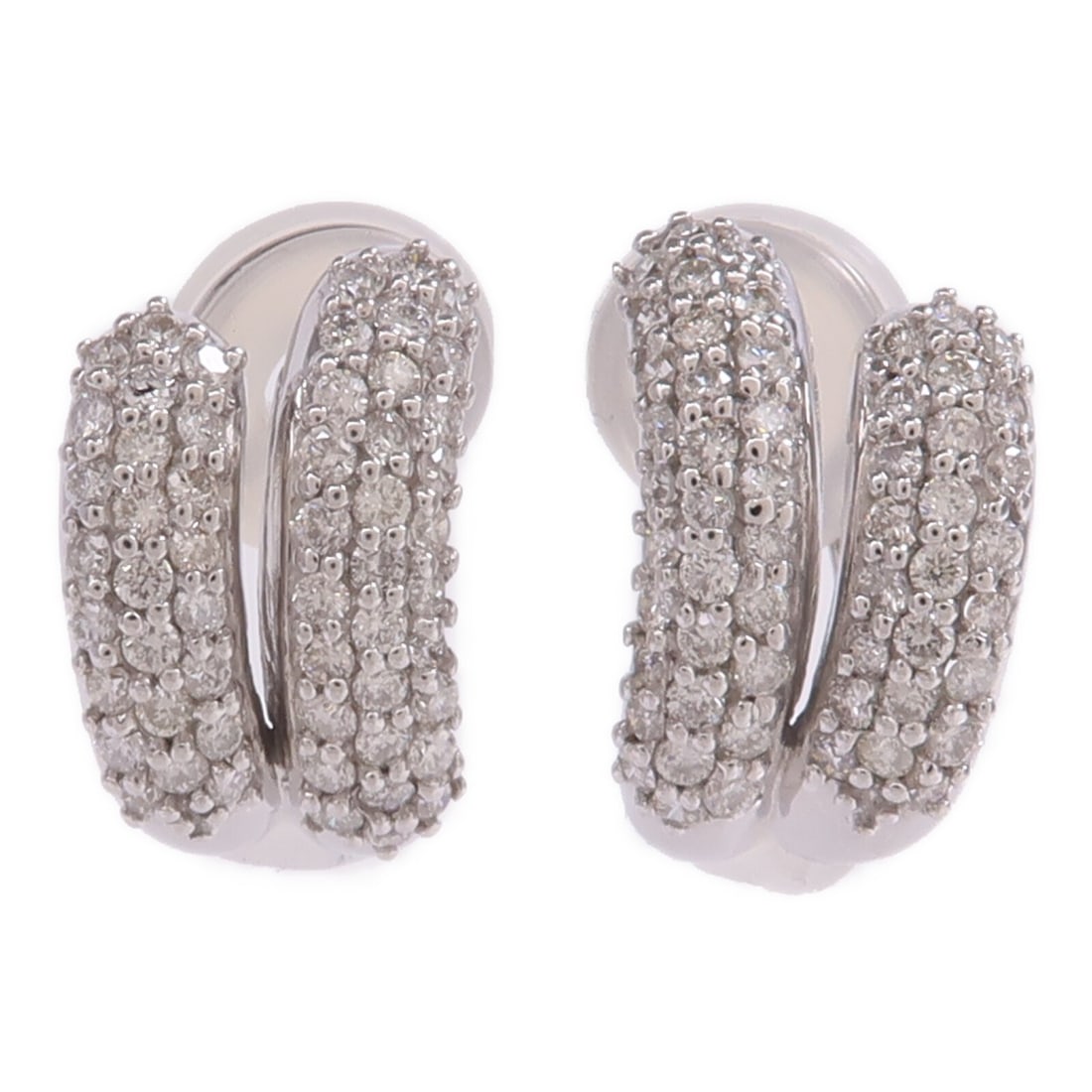 Diamond Pierced Earrings in 18K White Gold: Diamond Pierced Earrings in 18K White Gold These pierced earrings feature sparkling diamonds set in 18K white gold, offering a classic and elegant accessory. Crafted in Hong Kong, they are in very goo