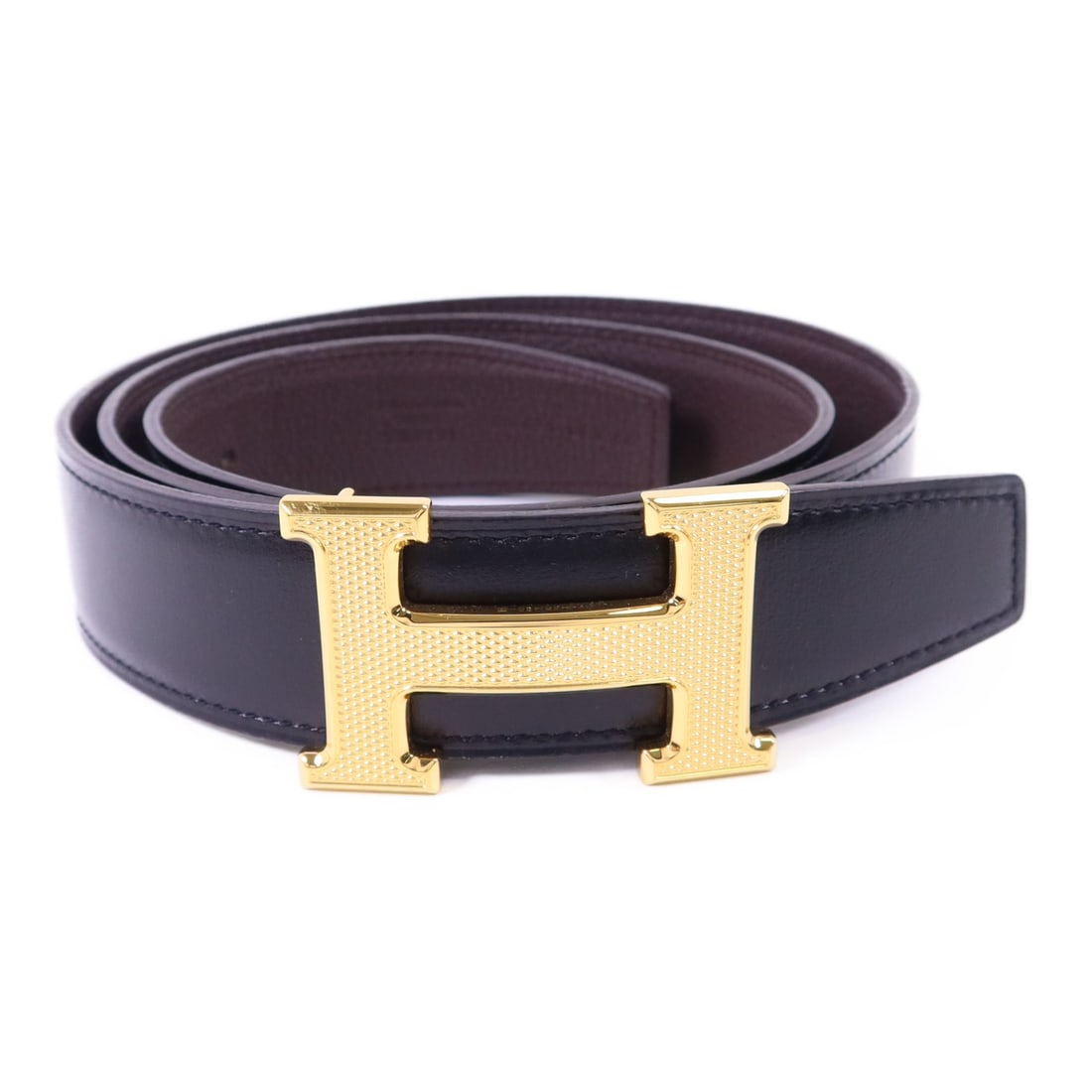 Hermes Constance H 90cm Black Brown Calfskin Belt with Gold Hardware (1 of 15)