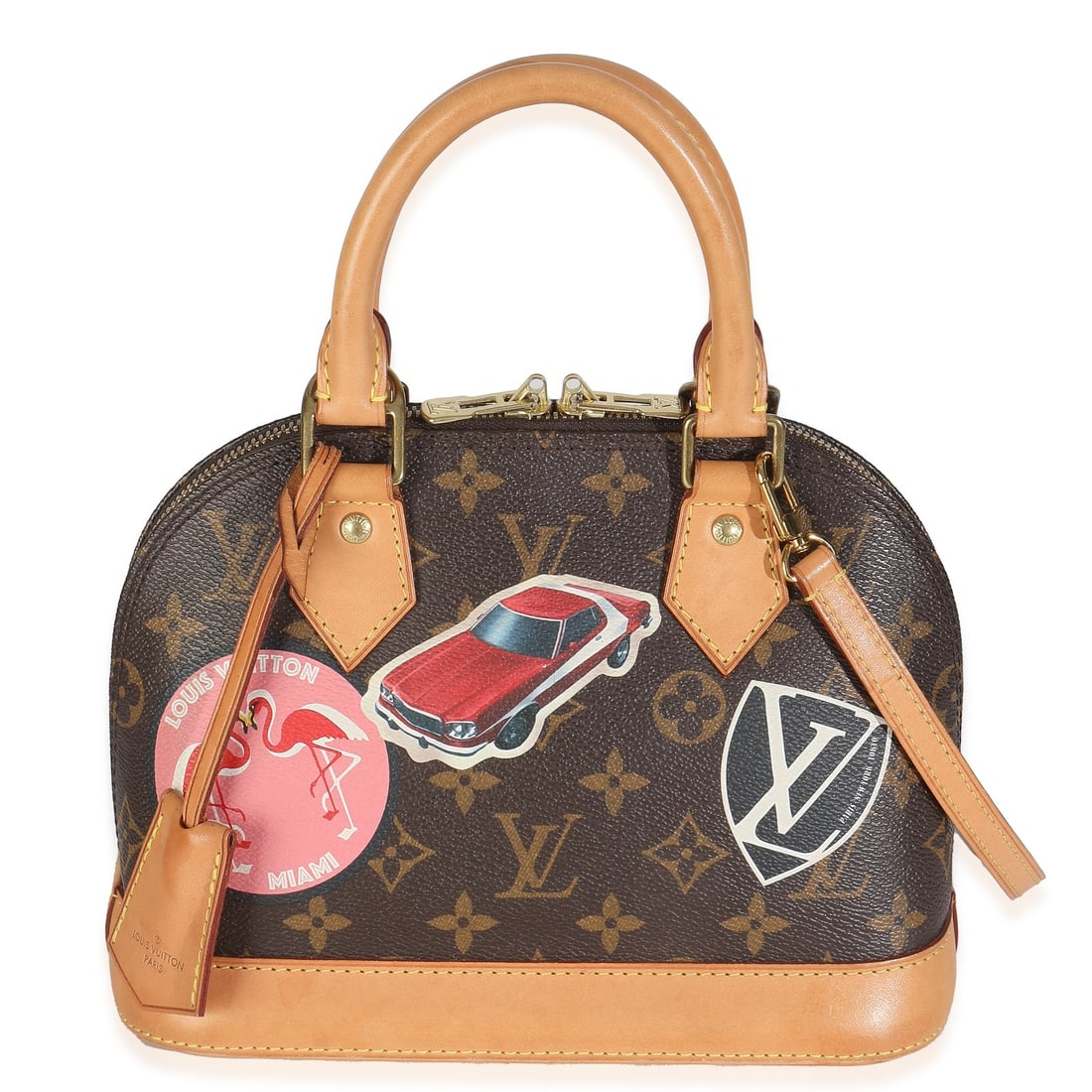 Louis Vuitton Alma BB Monogram Canvas World Tour Brown Crossbody Bag: Louis Vuitton Alma BB Monogram Canvas World Tour Brown Crossbody Bag Introducing the Louis Vuitton Monogram Canvas World Tour Alma BB, a stylish and versatile handbag crafted from durable coated canva