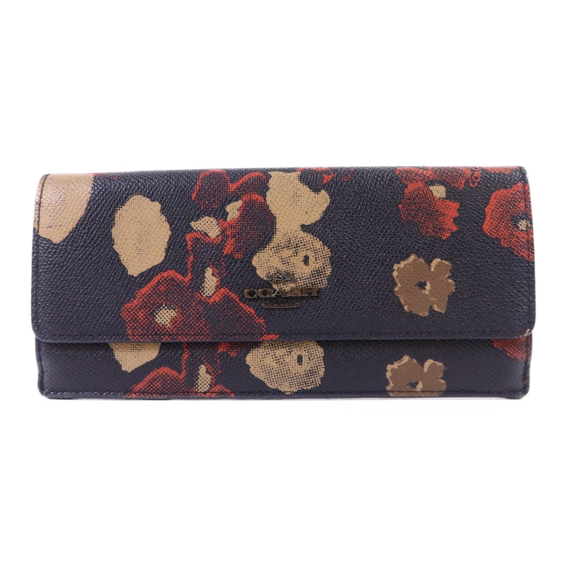 COACH Black Calfskin Bifold Wallet with Red and Yellow Accents (1 of 17)