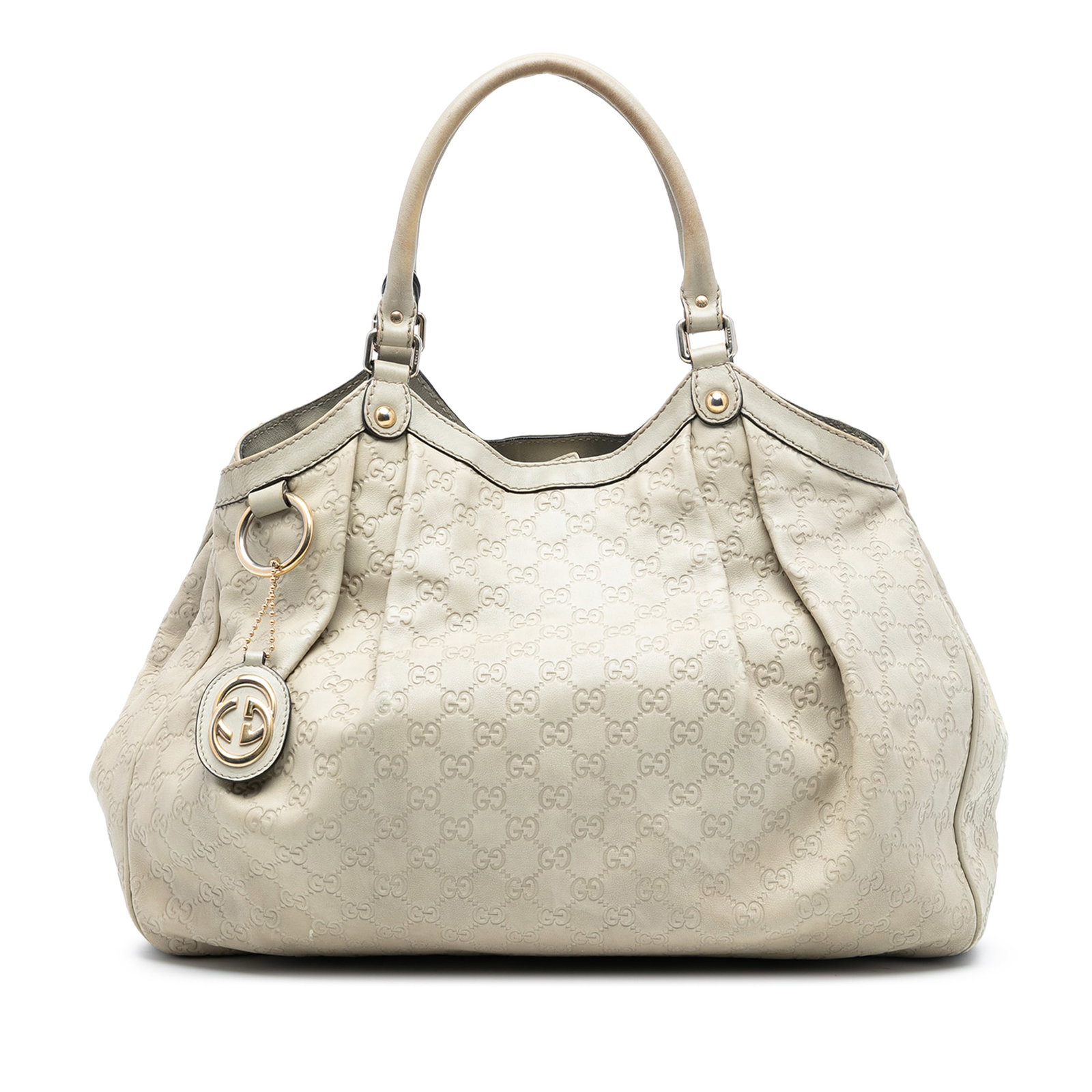 Gucci Sukey White Leather Tote Large Guccissima Pattern Italy (1 of 7)