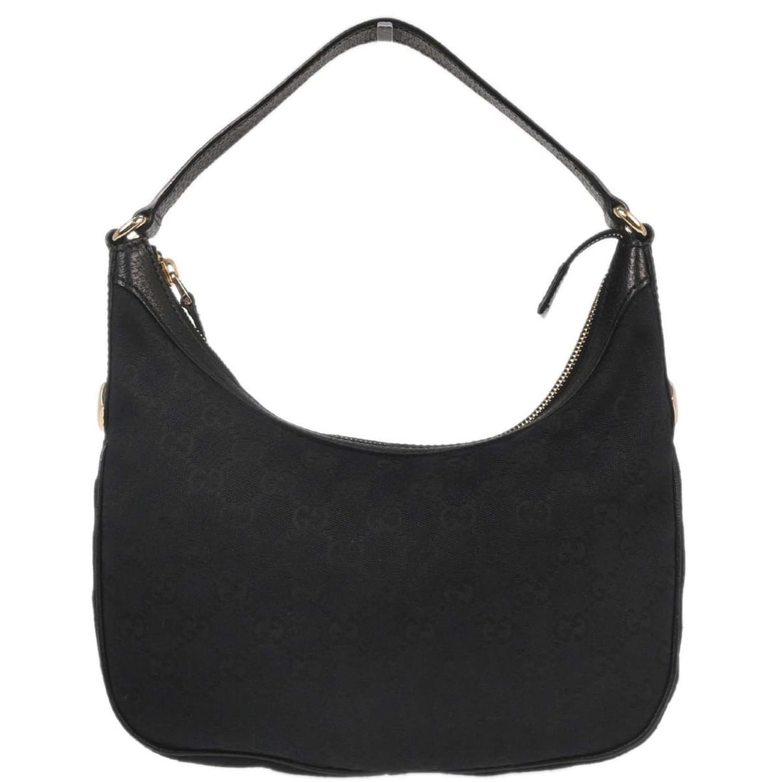 Gucci GG Small Black Canvas Hobo Bag with Leather Trim (1 of 10)