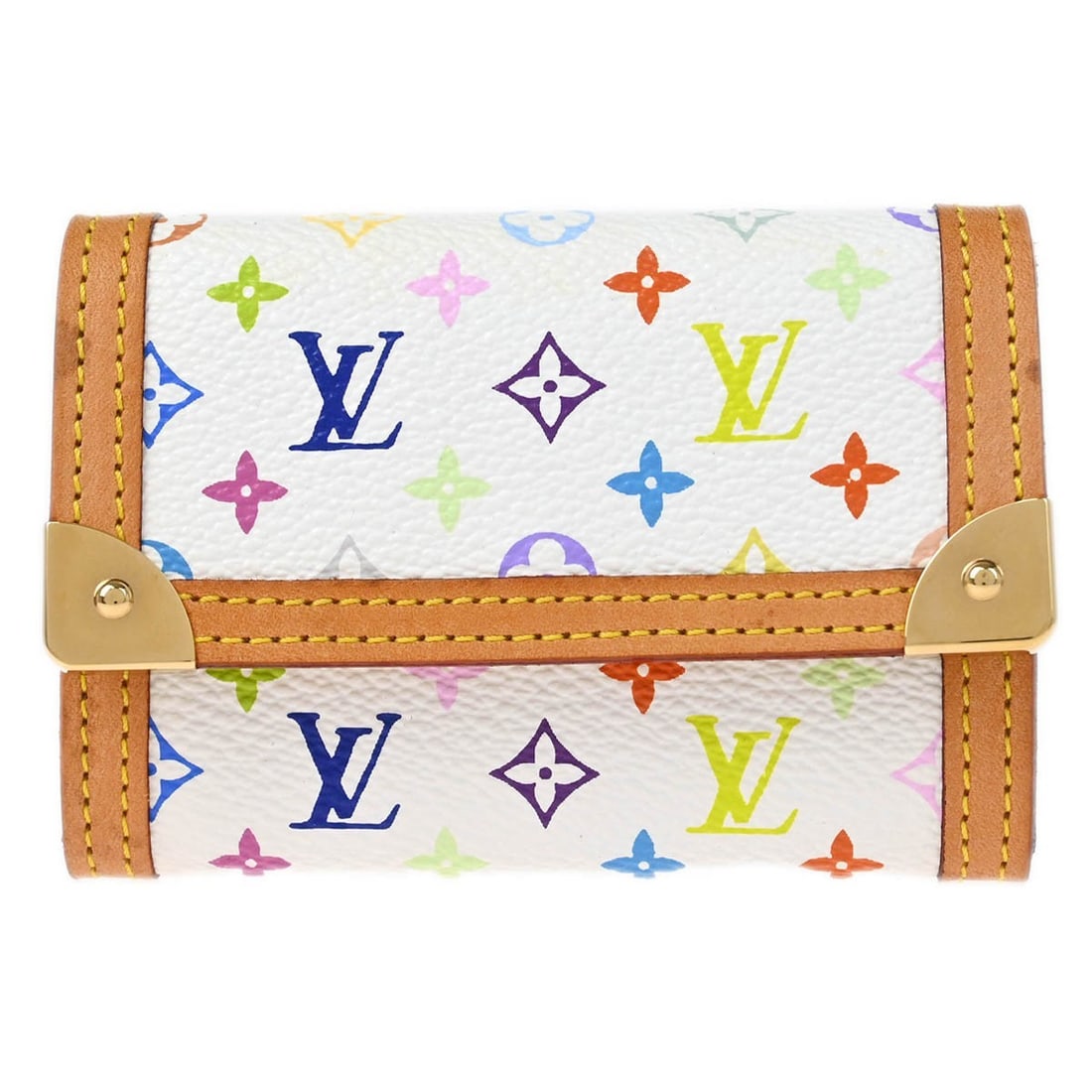 Louis Vuitton White Multicolor Monogram Coin Purse M92657 (1 of 7)