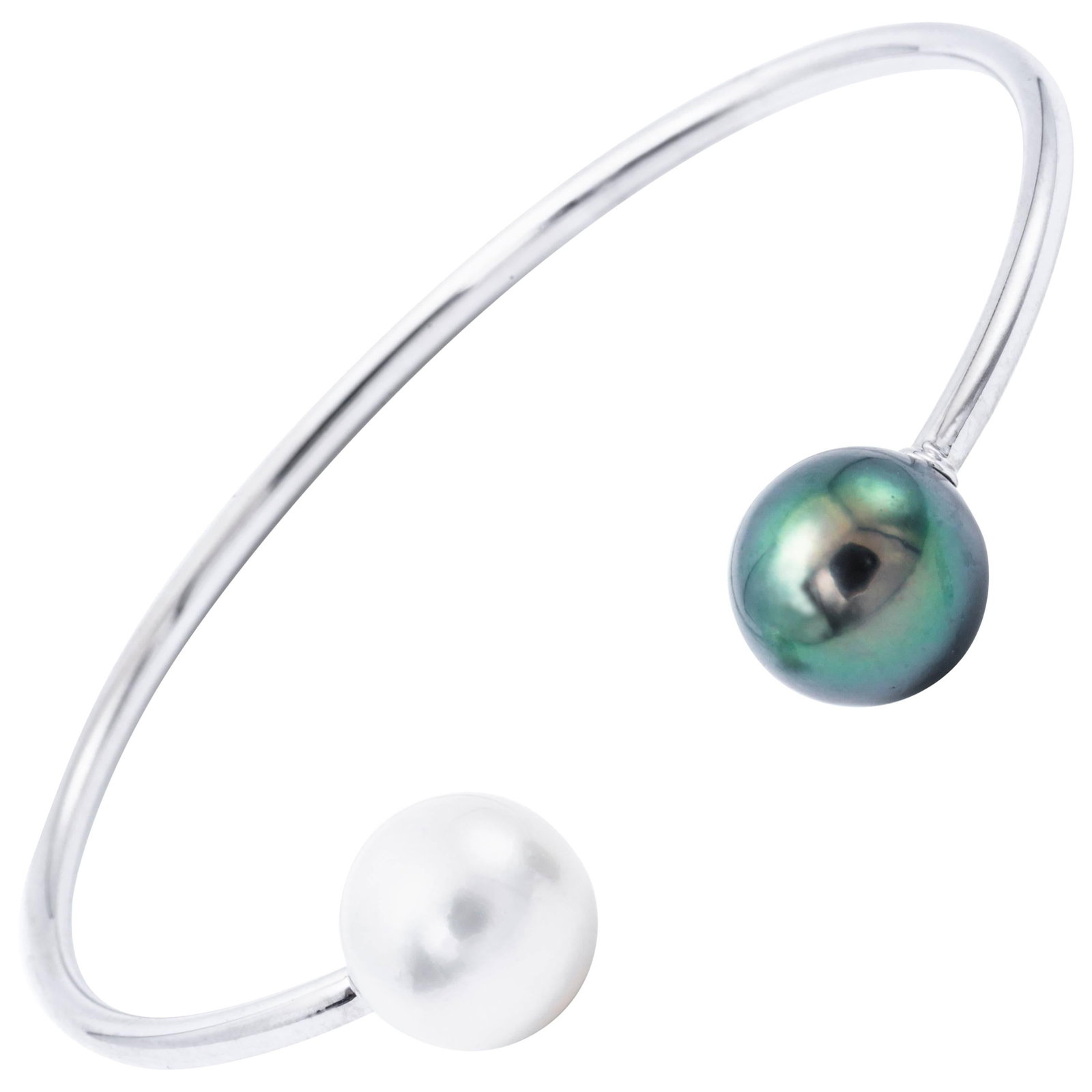 Harbor Diamonds 18K White Gold Bangle with South Sea and Tahitian Pearls (1 of 5)