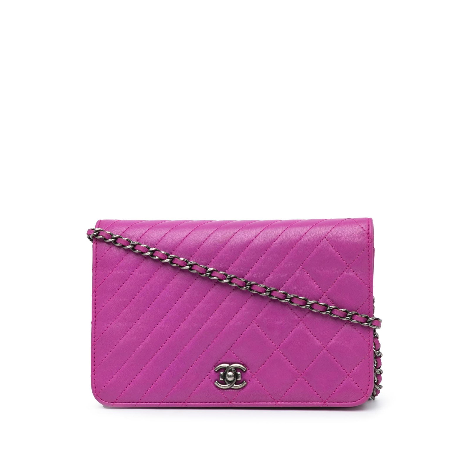 Chanel Purple Lambskin Coco Boy Wallet On Chain Italy (1 of 13)